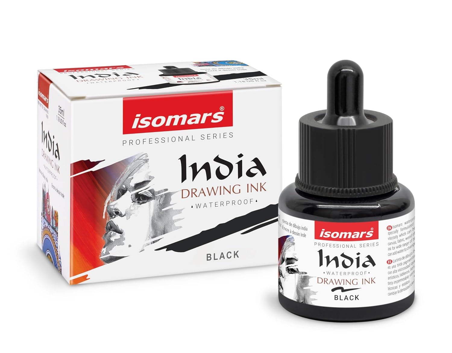 Isomars India Waterproof Drawing Ink 35ml - Black