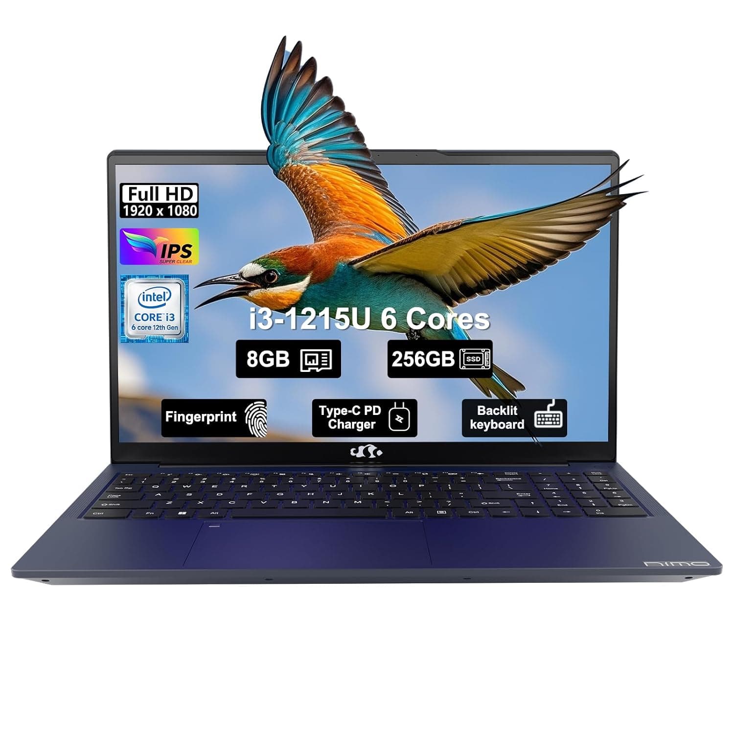 NIMO 15.6" IPS FHD-Business-Laptop, Intel 6 Core i3-1215U 32GB RAM 2TB SSD (Beat i5-1135G7, Up to 4.4GHz) Computer with Backlit Keyboard Fingerprint 65W Type C Wi-Fi 6 Numpad Win 11