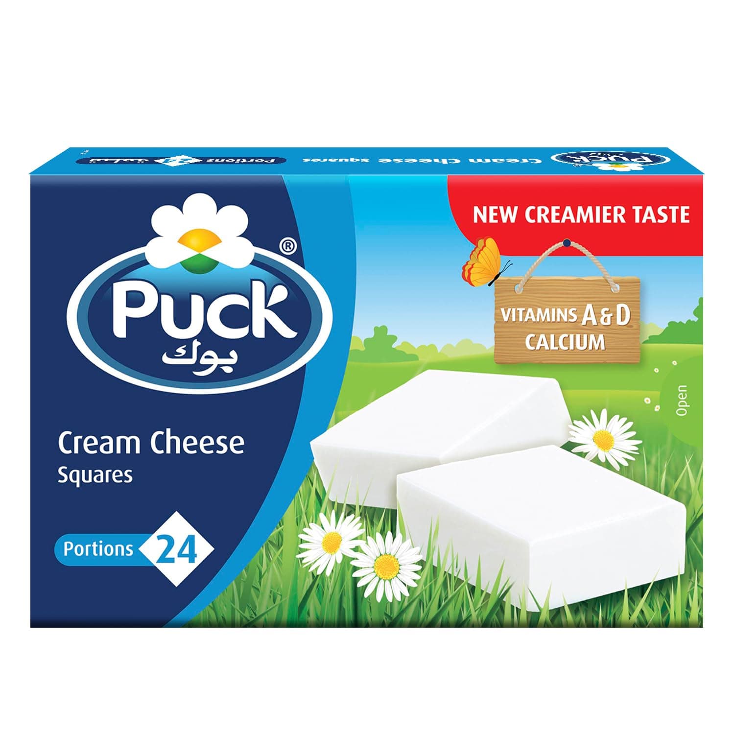 Puck Square Cream Cheese 24 Portions, 432G - Pack of 1