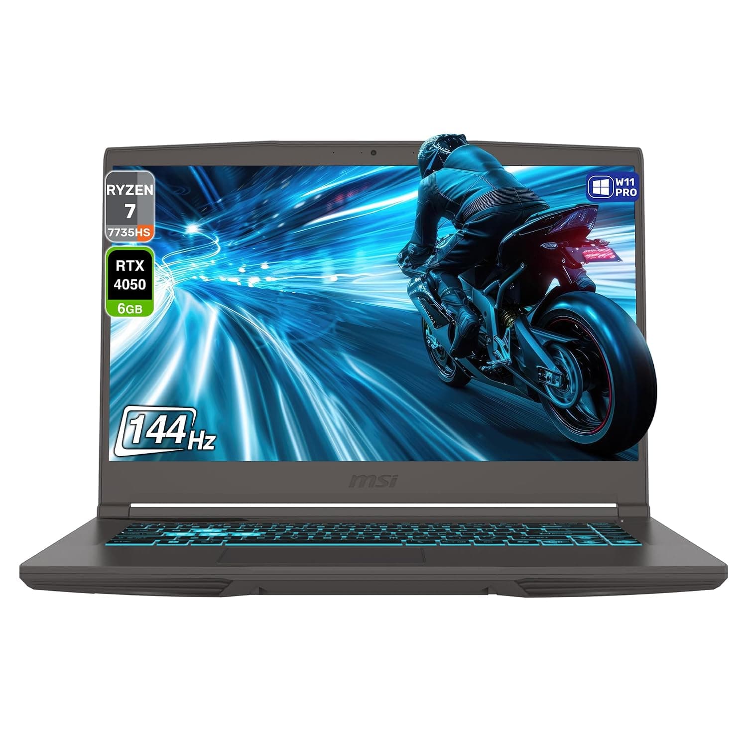 msi Thin A15 Thin Gaming Laptop, AMD Ryzen 7-7735HS, 64 GB DDR4 RAM, 1 TB PCIe SSD, 15.6" Full HD (1920x1080) Display, Nvidia G-Force RTX 4050, Backlit Keyboard, W11 Pro, Cosmos Gray