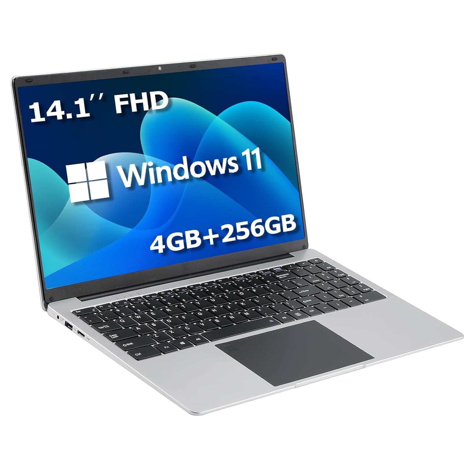 14.1 inch Laptop Computer, Quad Core Laptop Notebook Windows 11 Traditional Laptop with 4GB DDR4 256GB SSD 2.4/5G WiFi BT4.0 HDMI USB 3.0, Large Capacity Battery