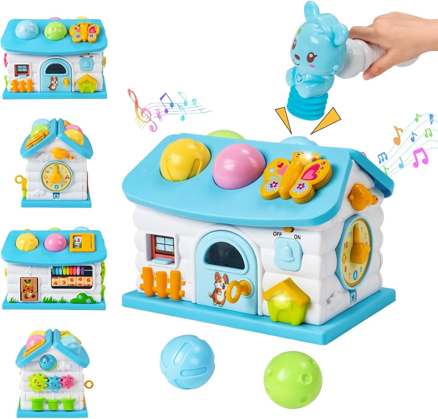 Soofam Baby Toys for 12+ Months, Montessori Toys for 1 Year Old, 13-in-1 Multi-Functional House with a Rabbit Hammer, Musical Toy First Birthday Gift for 1 2 Year Old Girls Boys