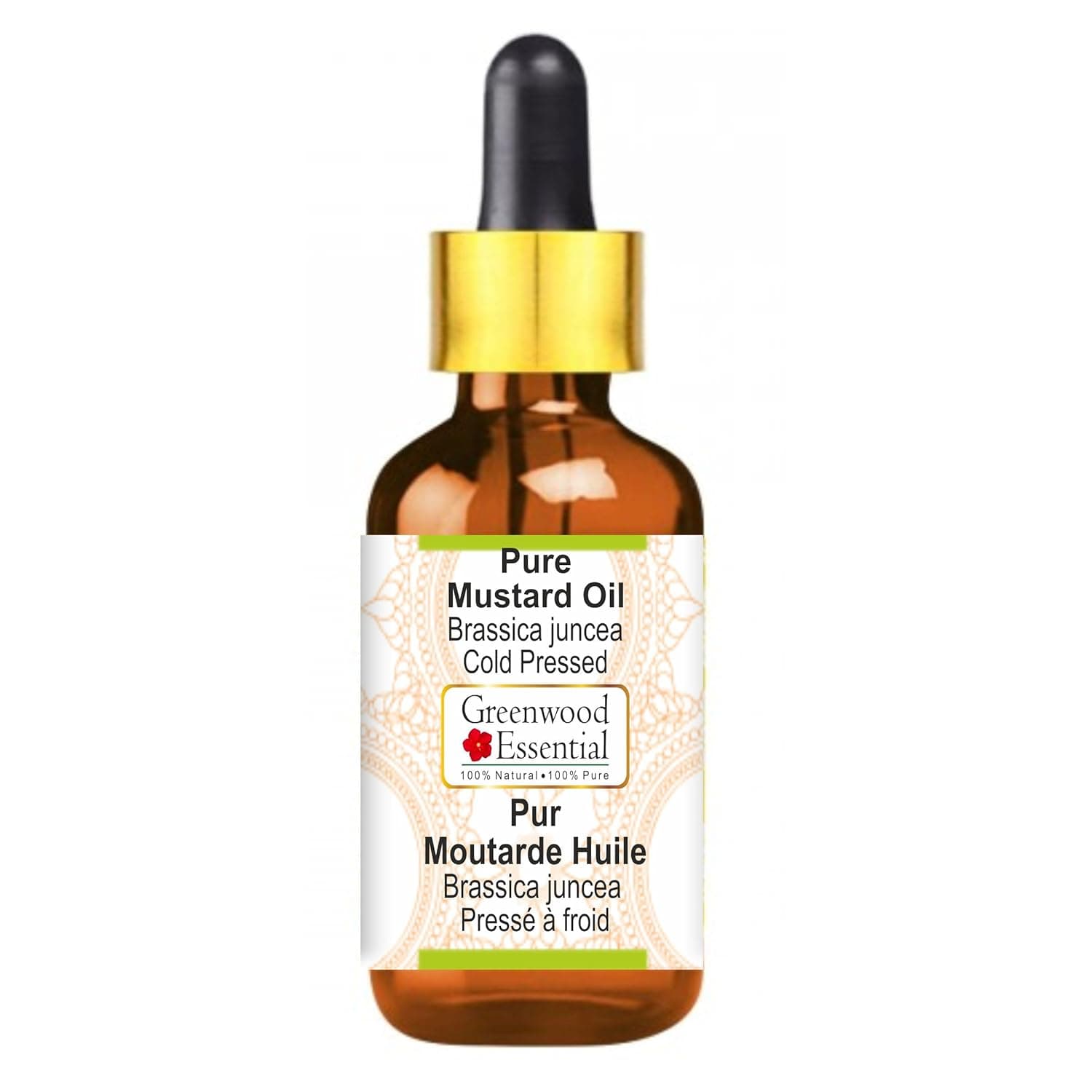 Greenwood Essential Pure Mustard Oil (Brassica juncea) Cold Pressed with Glass Dropper 30ml (1 oz)