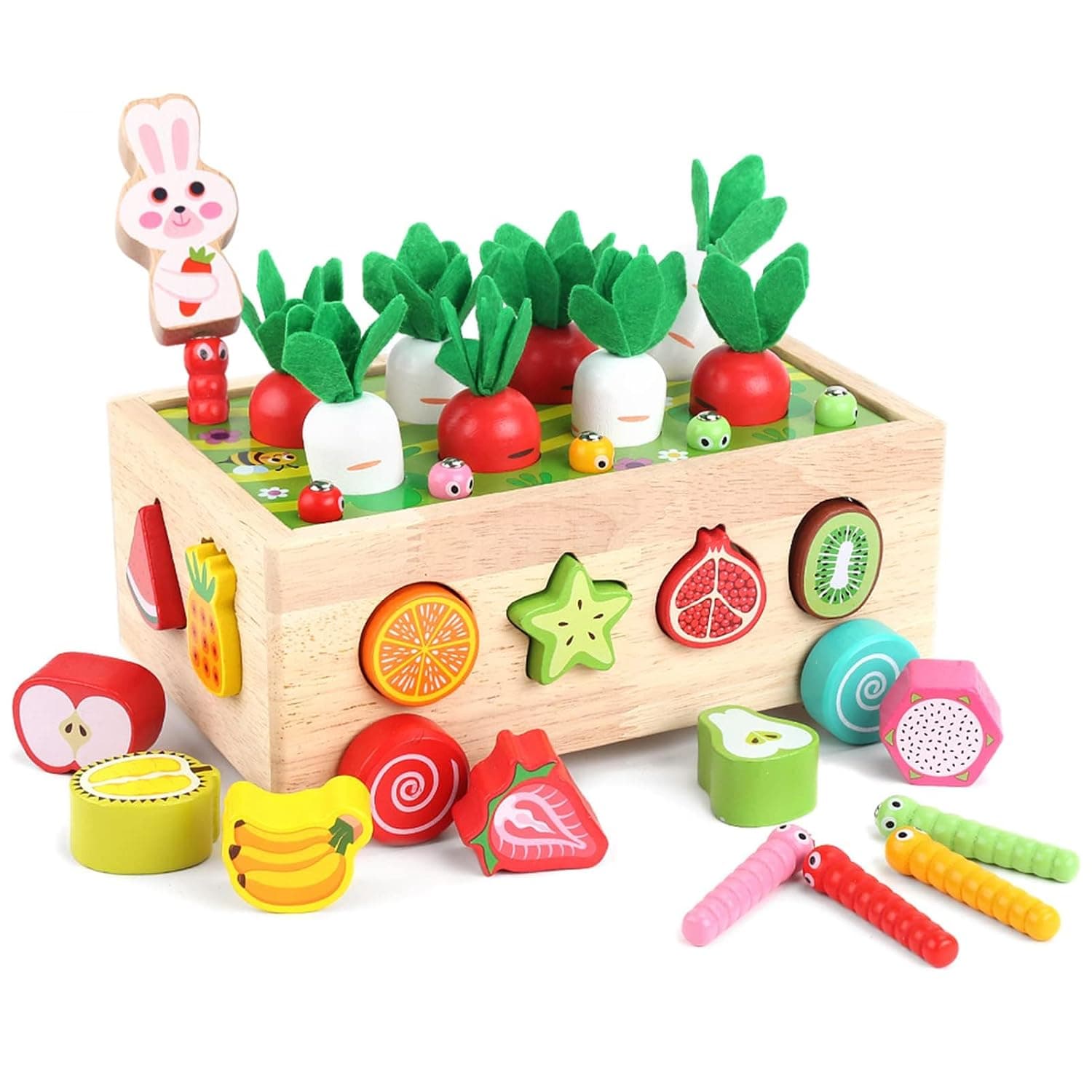 Wooden Toys for Boys Girls, Shape Sorting Educational Learning Toy with Storage Box, 1st First Birthday Gift, Preschool Sensory Fine Motor Skills Game