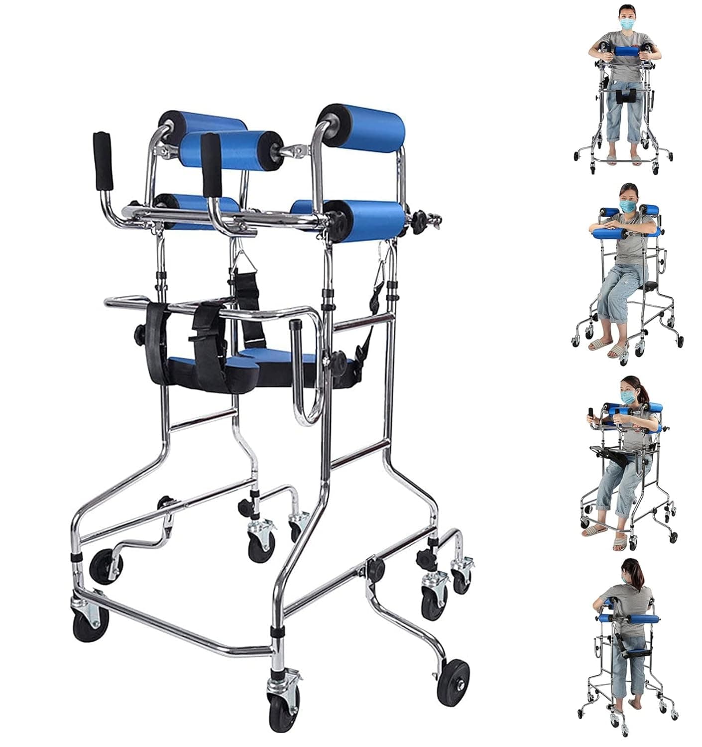 Walker for Seniors Hemiplegia Rehabilitation Standing Frame Adult Portable Walker Walking Aid, Medical Walker for The Disabled of 150-180 cm