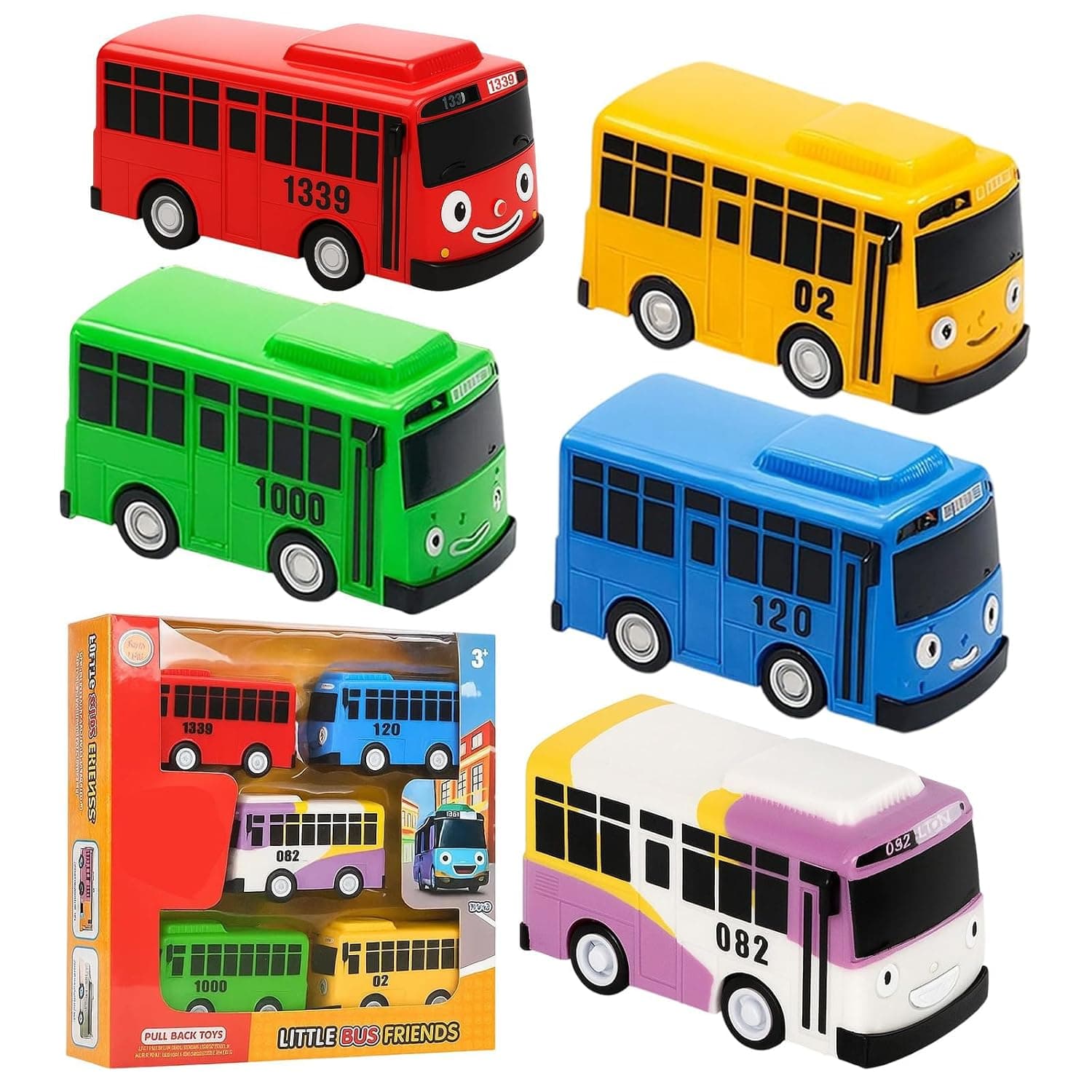 5PCS Toy School Bus Set, Die-Cast Pull-Back Vehicles, 1:64 Scale City Buses with Box, Multicolored Bus Toys for Kids, Fun Gift for Boys & Girls