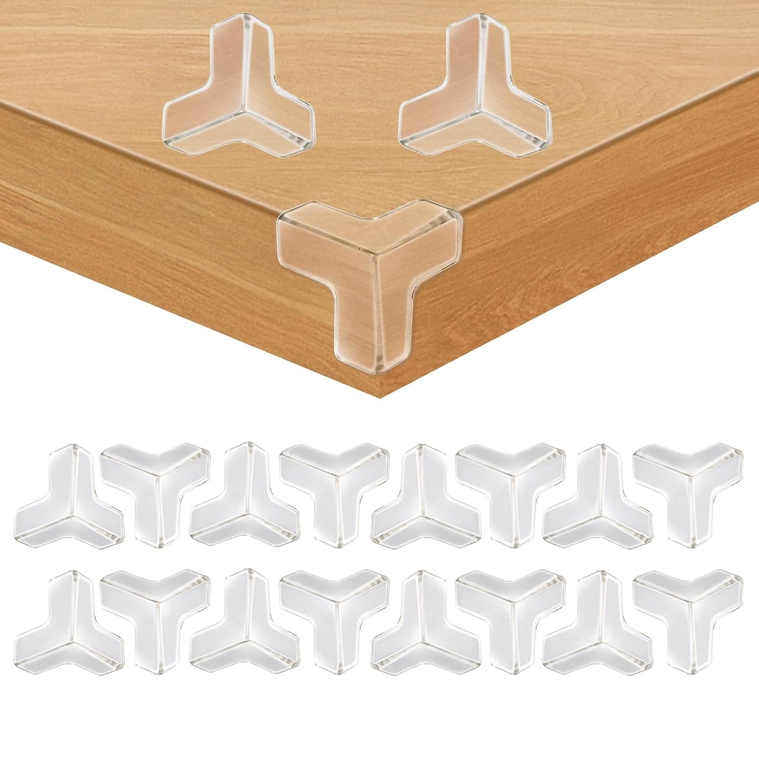 YIIFELL 16 T-Shape Table Corner Protectors for Baby, Clear, 16 Pieces, Baby Proof Furniture Edge Bumpers