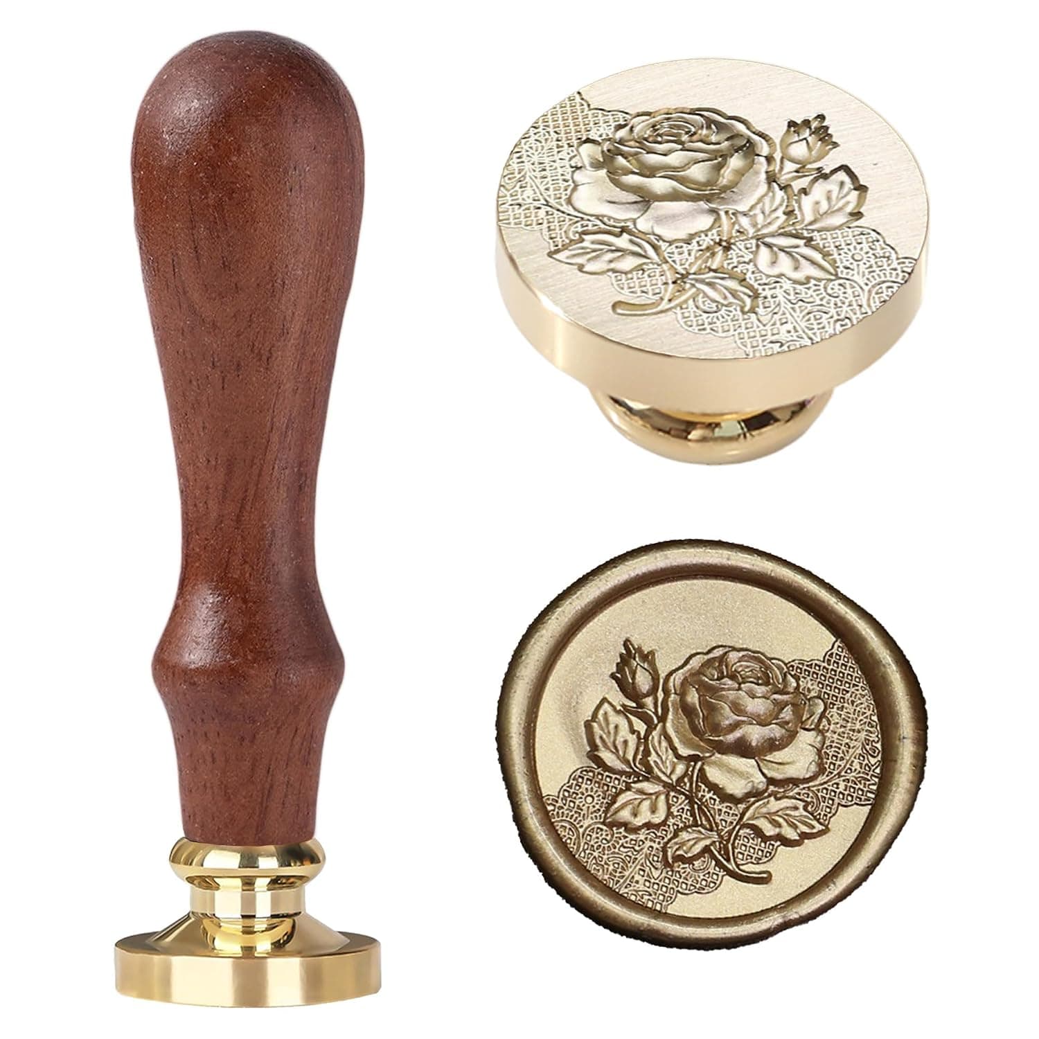 Wax Seal Stamp Flower Sealing Wax Stamp 3D Rose Design with Handle for Wedding Invitations Letter Journaling Gift Wrapping