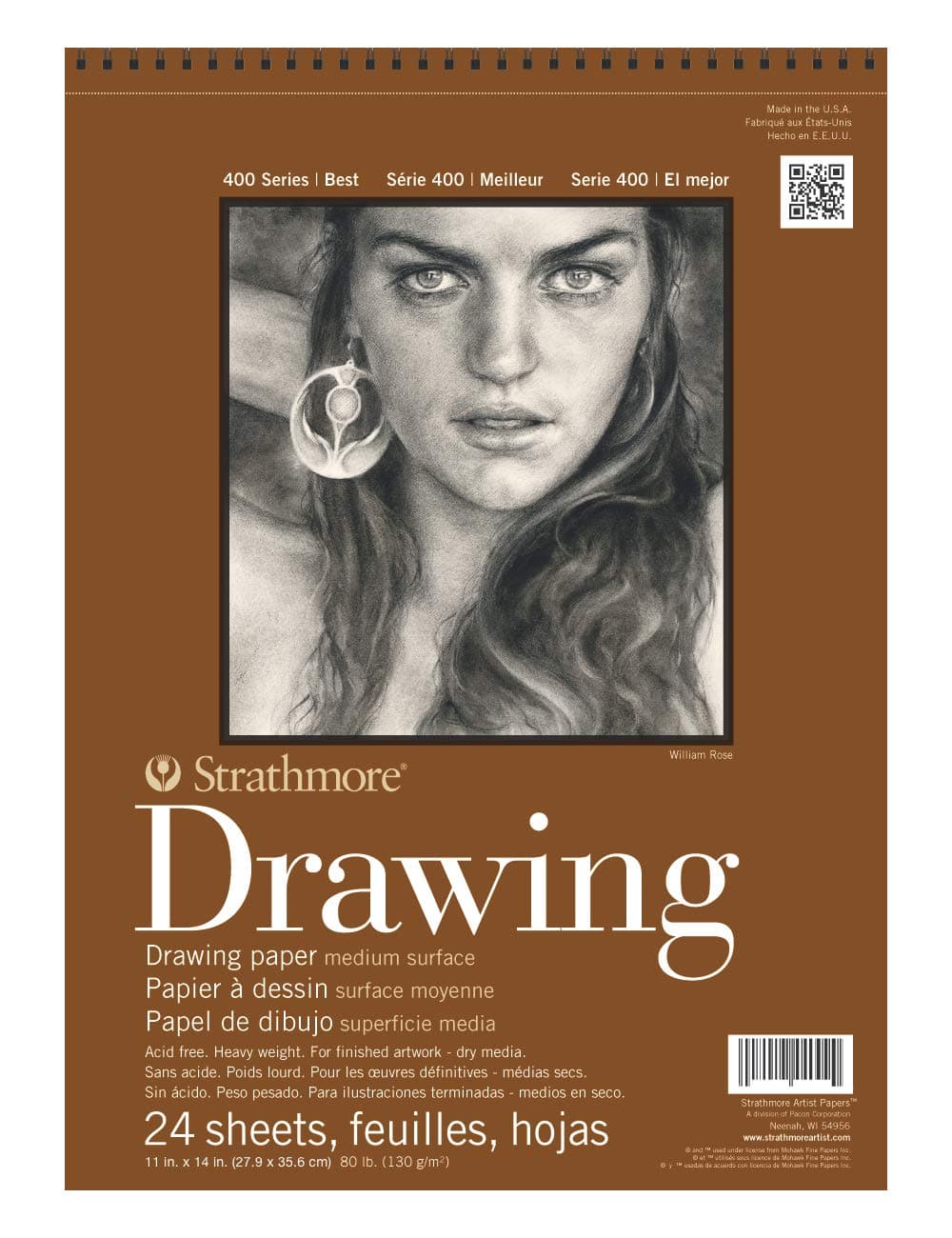 Strathmore Medium Drawing Spiral Paper Pad 11"X14"-24 Sheets -400500
