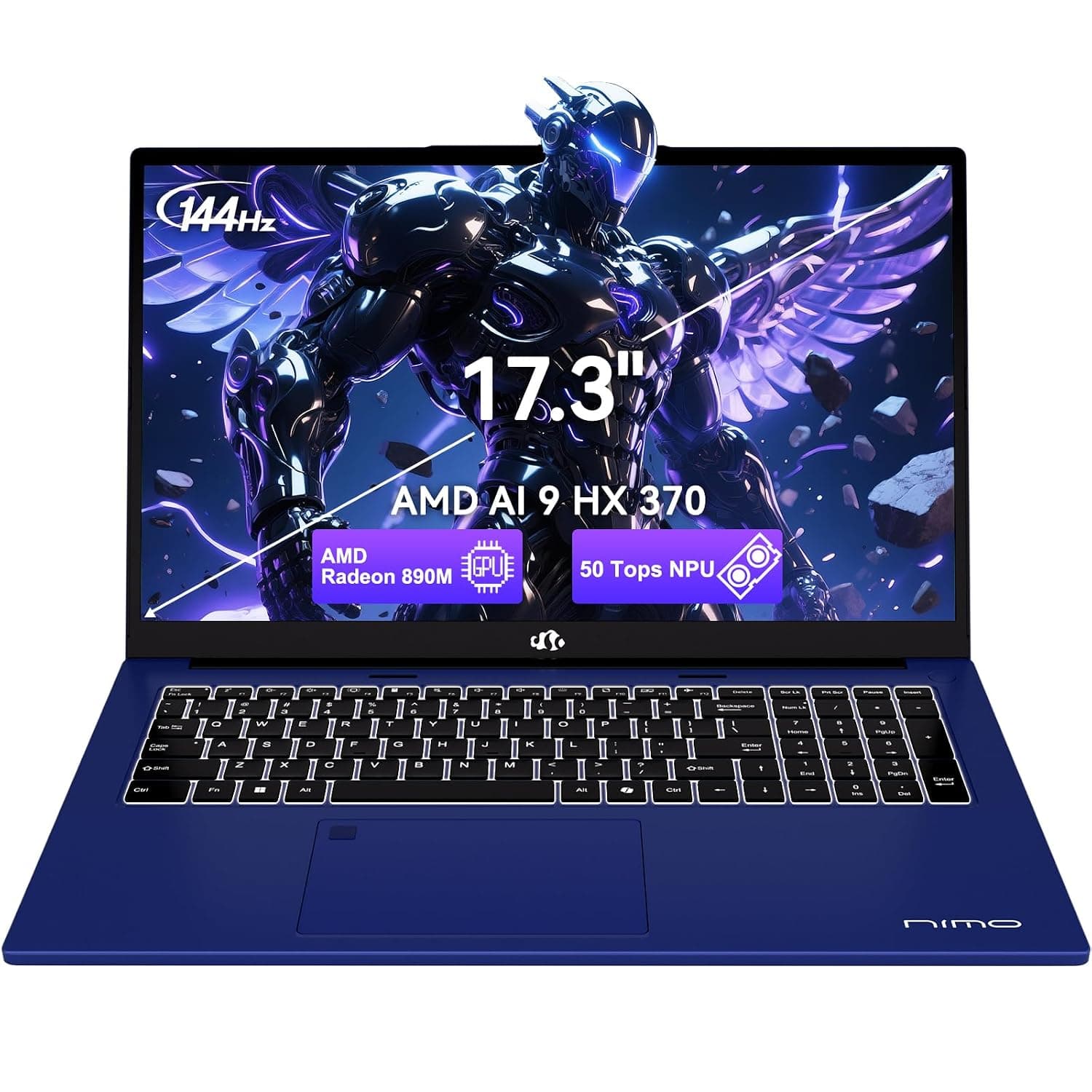 NIMO Copilot+ PC, 17.3 AI-Laptop, Ryzen AI 9 HX 370(50 TOPS NPU) Radeon 890M, 64GB DDR5 RAM 2TB SSD, 144Hz, PD 100W USB-C 4.0, Wi-Fi 6E AI Laptop for Mobile Workstation Programmer Business-Gaming