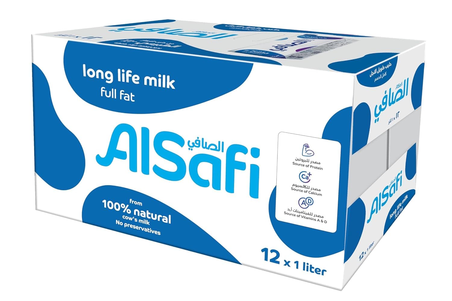 Al-Safi UHT Full Fat Milk, 12 Packs x 1 Ltr