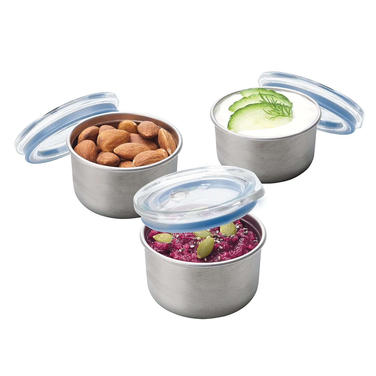 Smash Microwave Safe Stainless Steel Mini Dressing/Sauce Pots, Blue, 60 ml Capacity (Pack of 3)
