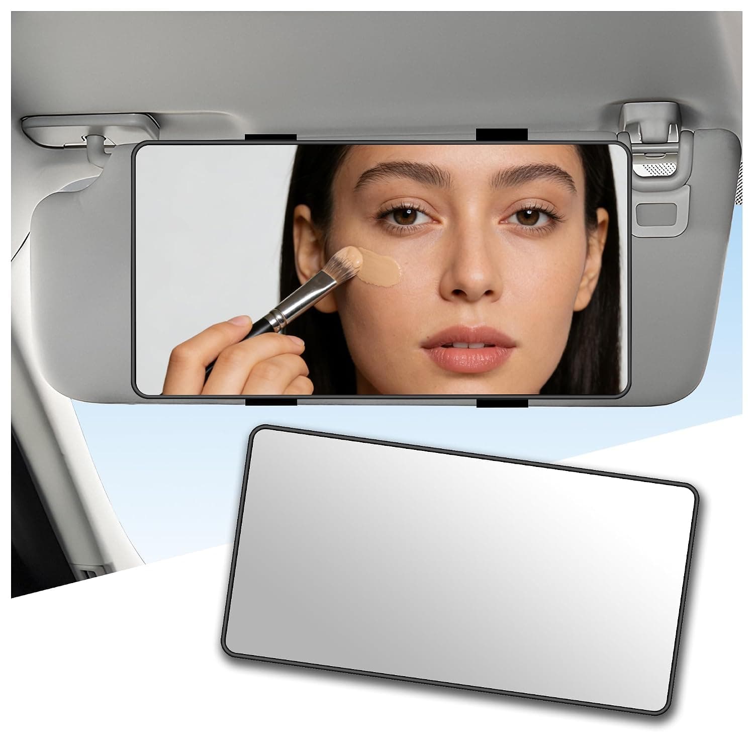 carleef HD Large Car Mirror Vanity with Straps, Multifunctional Car Makeup Mirror for Car Sun Visor,Essential Interior Car Accessories Car Visor Mirror for Cars,SUVs,Trucks