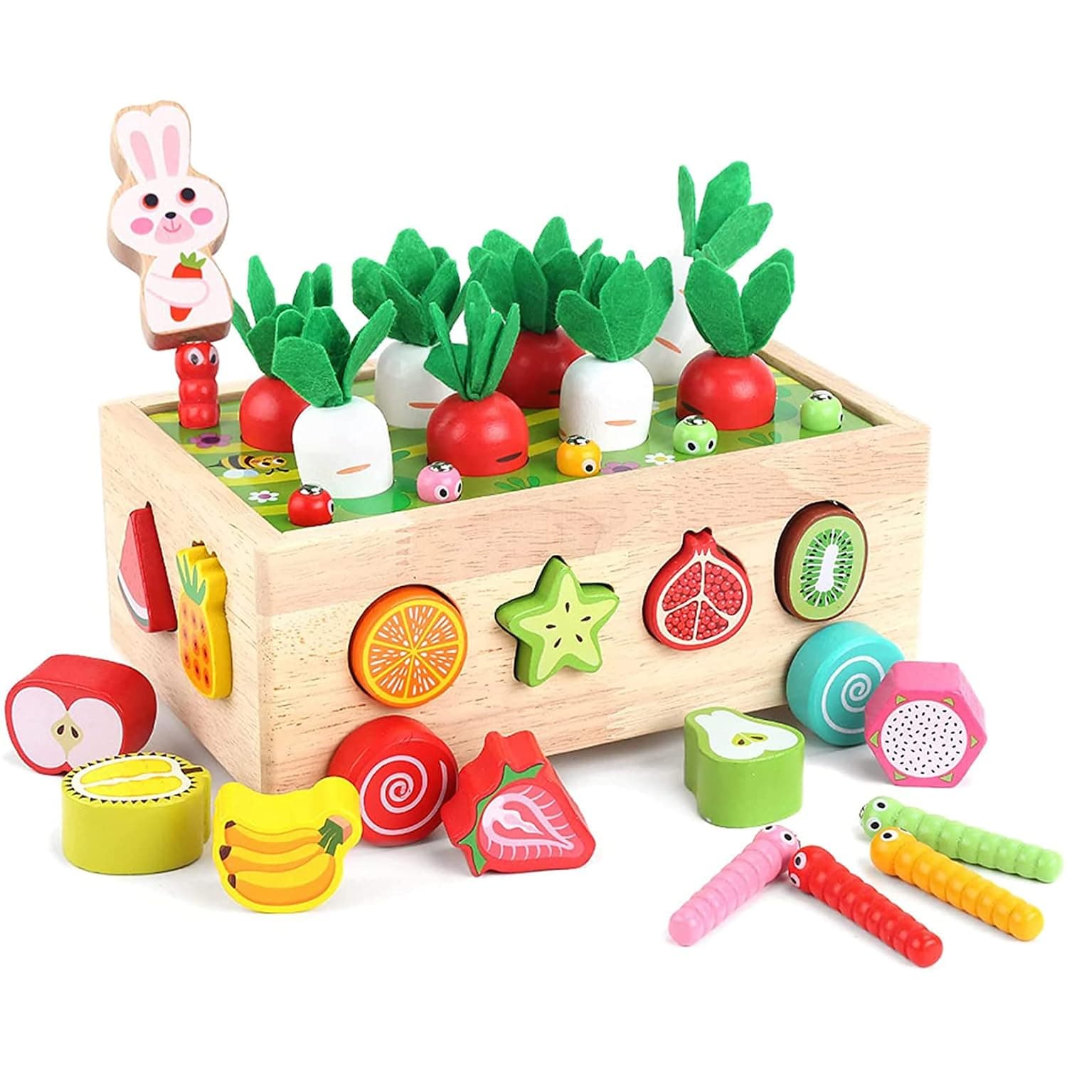 Toddlers Montessori Wooden Educational Toys for Baby Boys Girls Age 1 2 3 Year Old,Kids Wooden Sorting Toys Preschool Educational Gift, Wood Preschool Learning Fine Motor Skills Game, Carrots Gifts