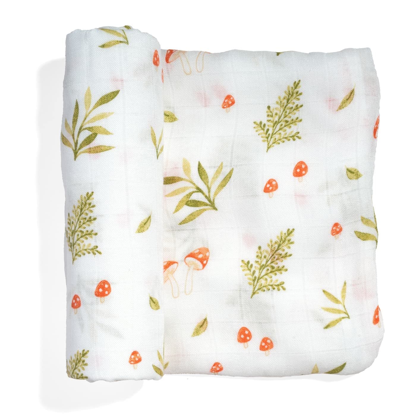 Rookie Humans Bamboo Muslin Swaddle Blankets for Baby Girls and Boys – Made of Silky Soft Viscose from Bamboo - 47 x 47 inches Swaddling Blankets - Newborn Baby Essentials, Mushrooms