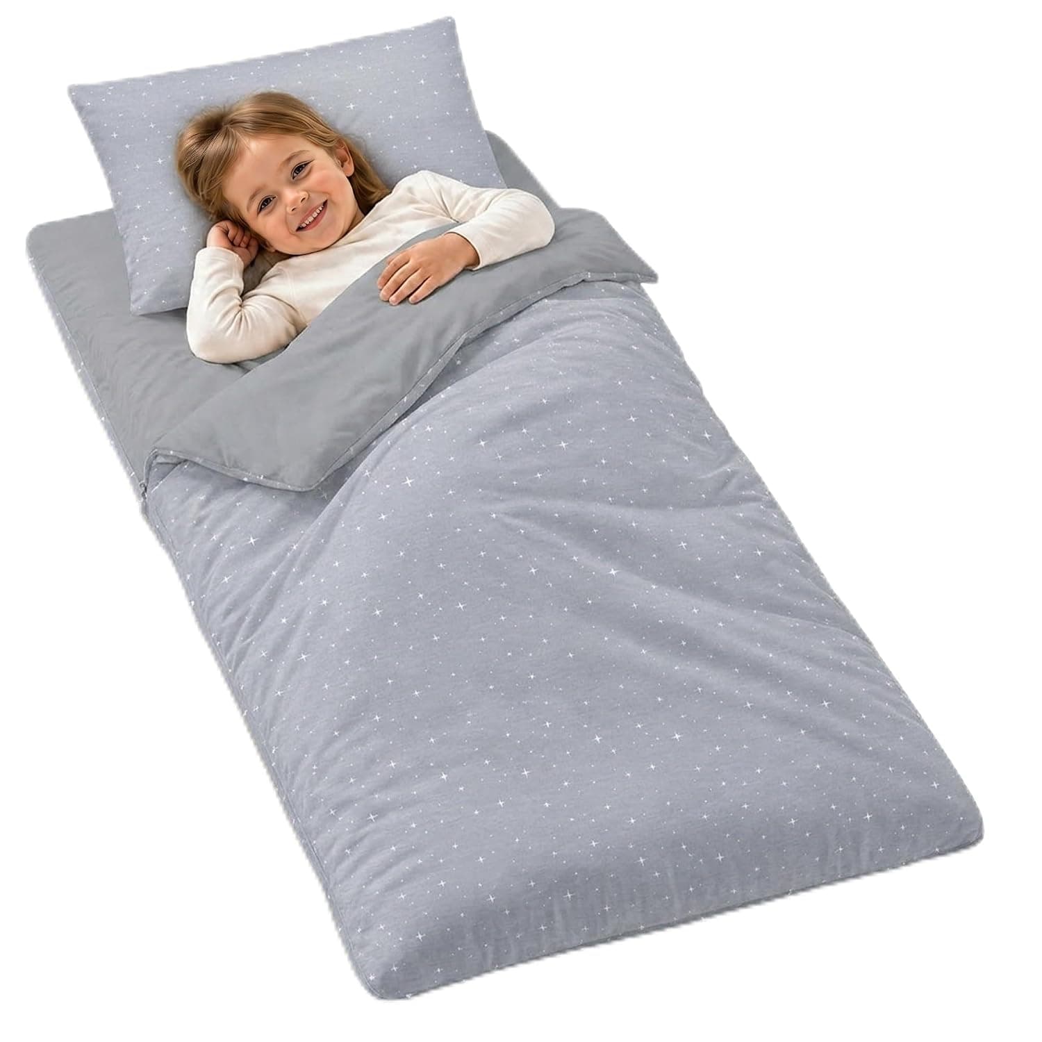 Sleeping bag for children with pillow and zipper for babies aged 3-7 years - 75x140 cm indoor children's sleeping bag for daycare kindergarten blanket