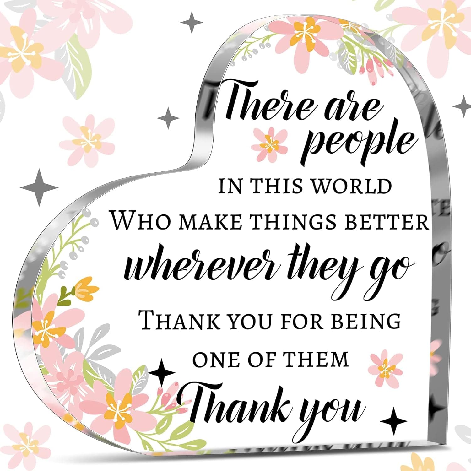 Heart Flower Acrylic Plaque, Thank You Gifts for Women with Inspirational Quotes, Christmas Farewell Appreciation Gift – Desk Decor for Coworker, Employee, Nurse, Teacher, Home & Office