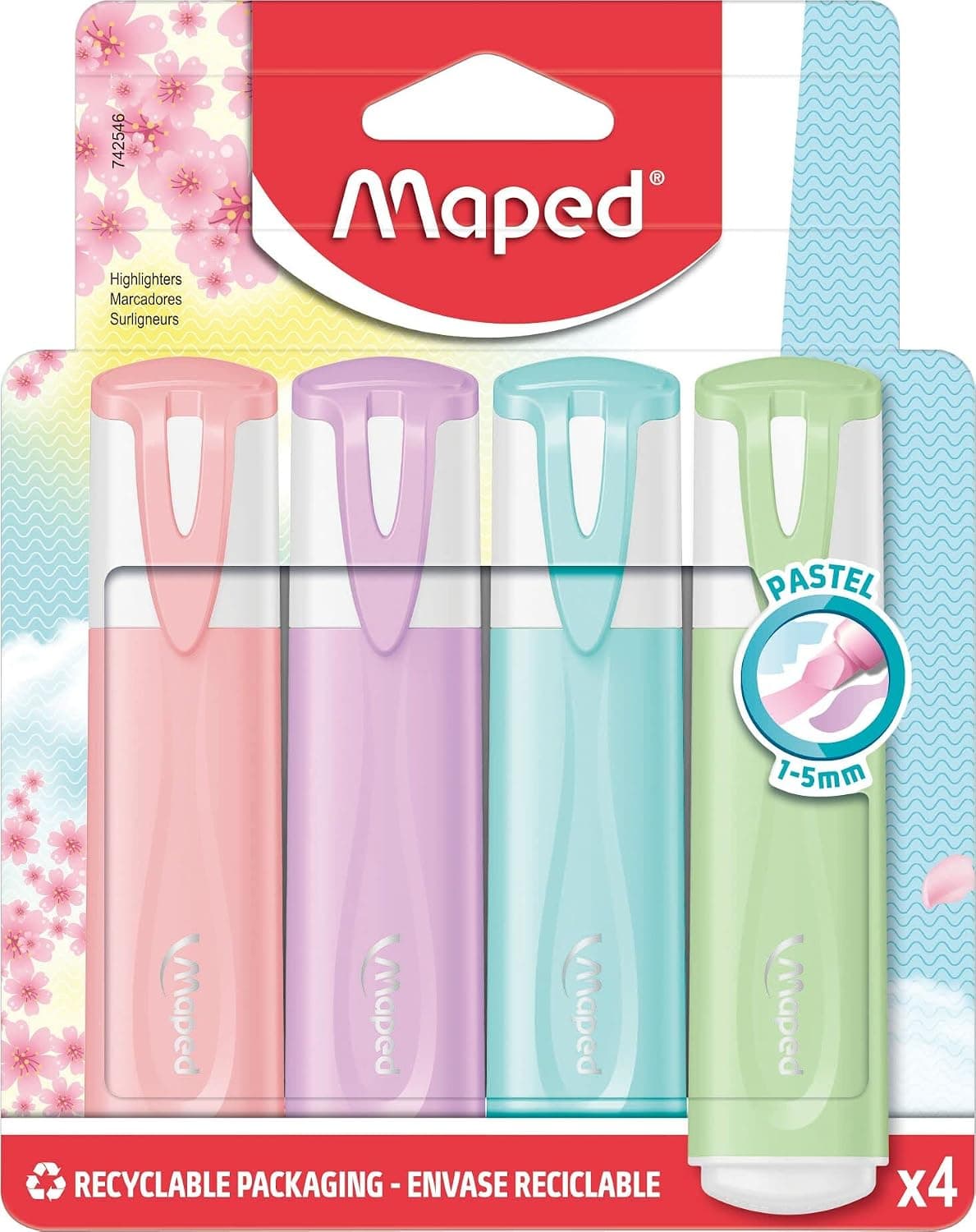 Maped Pastel Highlighter Pens - Assorted Colours (Pack Of 4)