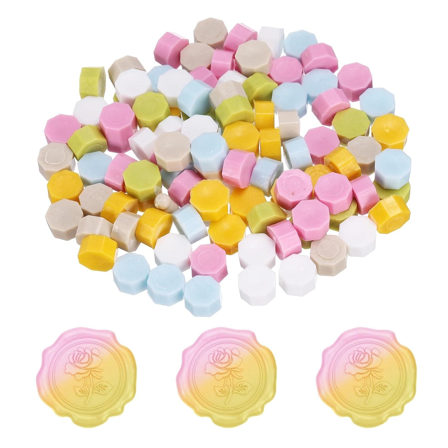 PATIKIL Wax Seal Beads, 4 Pcs Hexagon Sealing Beads Kit for Wax Seal Stamp for Wedding Invitation Letter Envelope DIY Crafts Card Gift Wrapping, Multicolored
