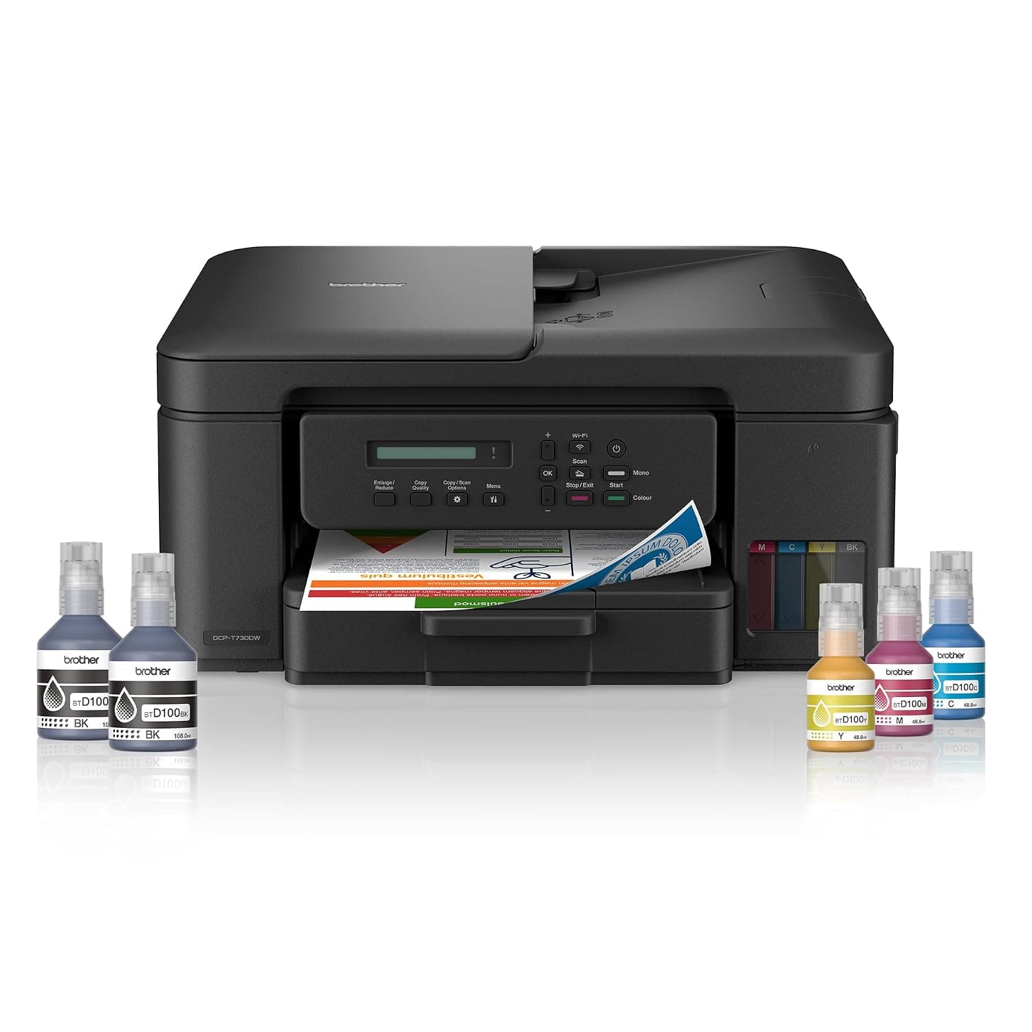 Brother Wireless All In One Ink Tank Printer, DCP-T730DW, Automatic Duplex Print & Scan, ADF, Email & Mobile Print, Compact Design