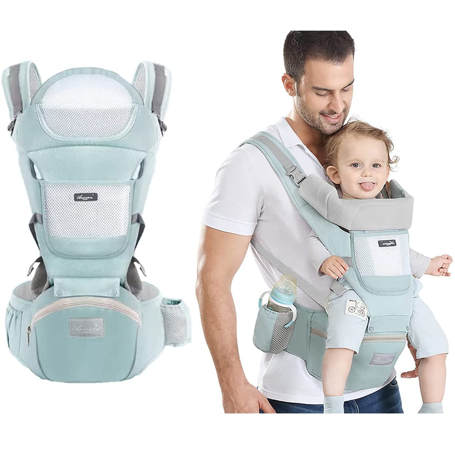 Baby Carrier with Hip Seat, Multi-Functional 9 in 1 Baby Backpack Carrier, Convenient, Breathable, Easy-to-use Baby Carrier With Storage Function, Suitable For 0-36 Months Baby, Toddler