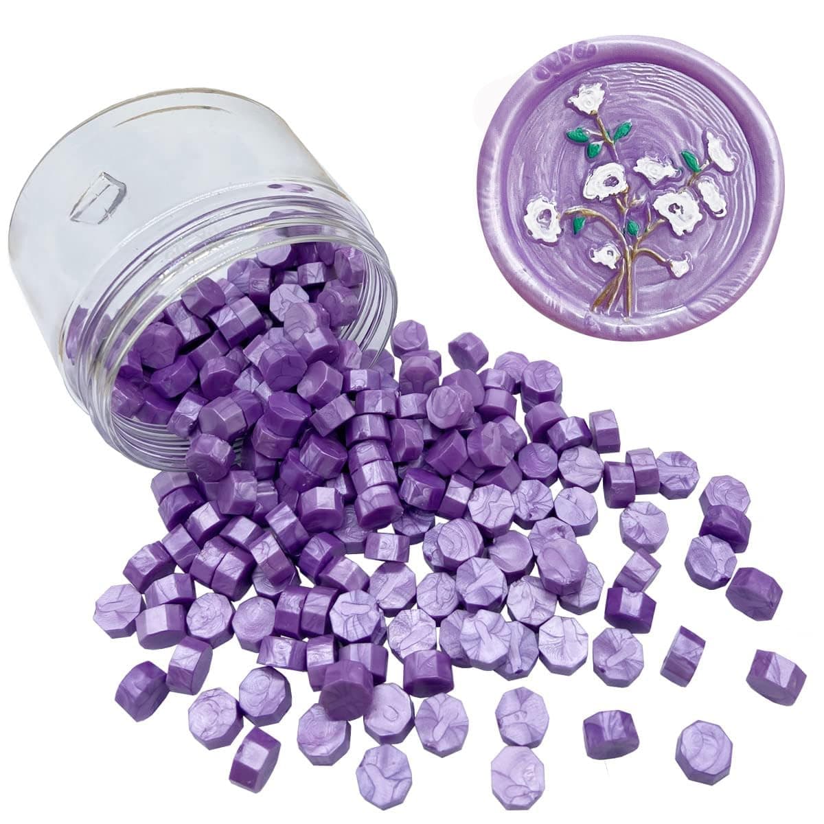 200pcs Lavender Sealing Wax Beads Octagon Wax Seal Beads Bulk for Wedding Invitations Wax Seal Stamp Xmas Gift Wrapping Card Envelope Seal