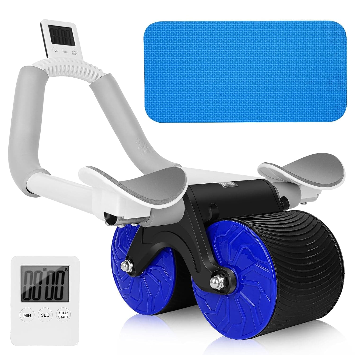 Bolivia's Abdominal Wheel, Automatic Rebound Abdominal Wheel, Fitness Roller Exercise Wheel with Knee Pad and Timer, Mute Roller Arms Back Fitness Equipment for Gym, Home, Men, Women