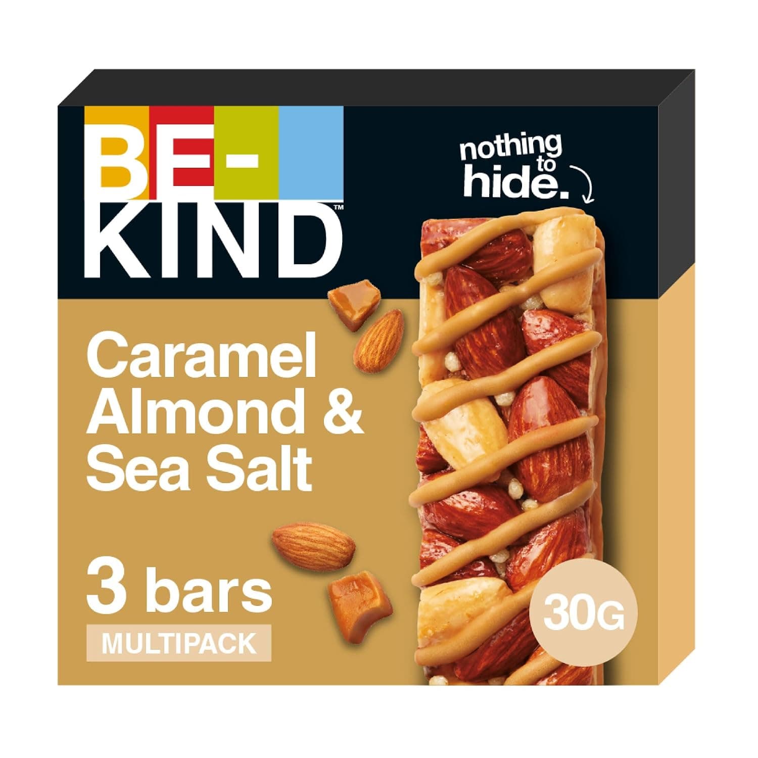 Be-Kind Caramel Almond & Sea Salt Bar, 30g x 3 pcs
