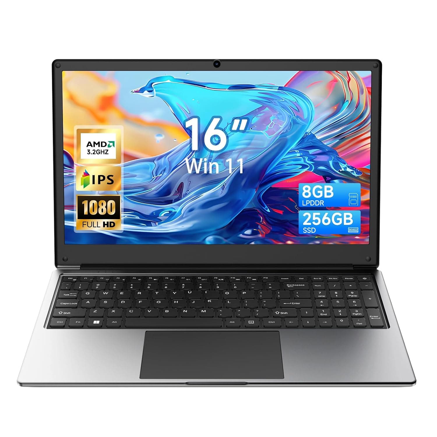 16-Inch Laptop Computer, Red Finish, Smooth Performance Notebook with FHD IPS Screen, Win 11 Pro for Work, Study and Home Use