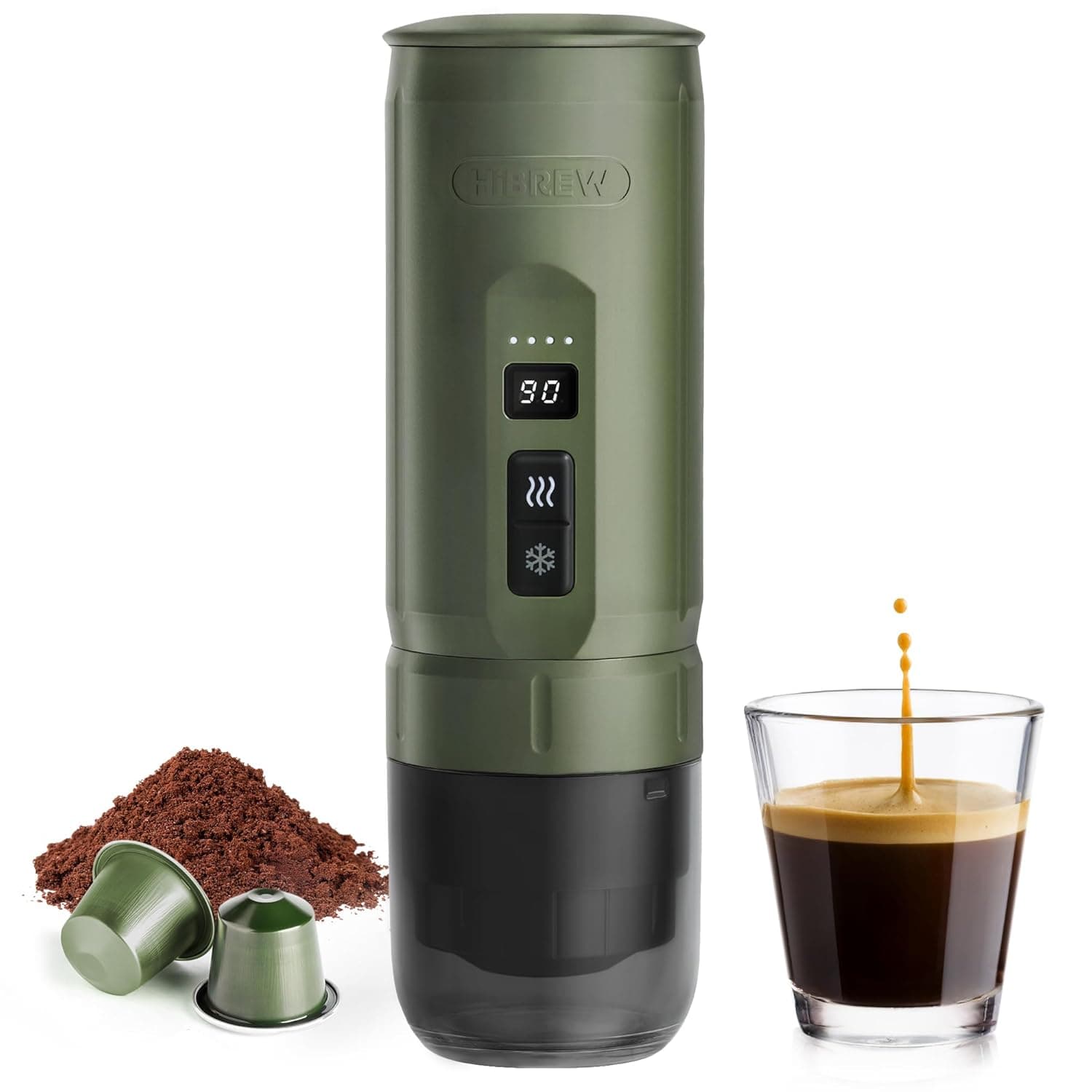 HIBREW H4C Classic - Portable Electric Espresso Machine, USB-C Rechargeable Coffee Maker with Removable Battery, Compatible with Ground Coffee & NS Capsules,Camping & Travel