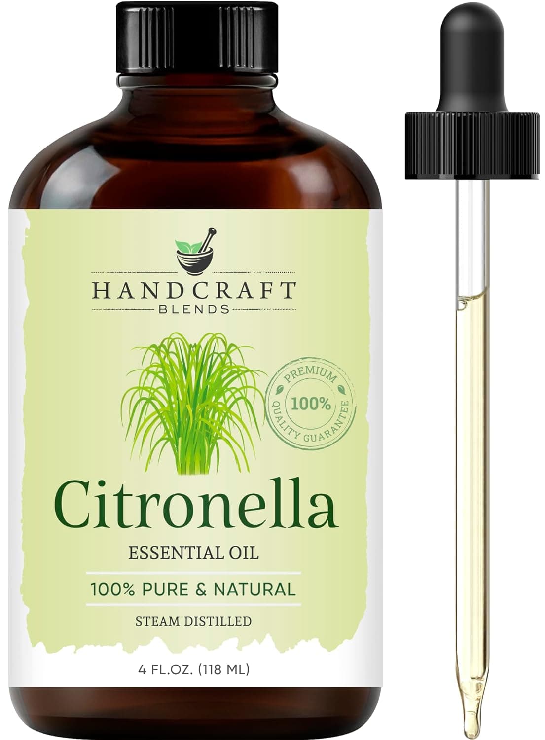 Handcraft Blends Citronella Essential Oil - Huge 118 ml - 100% Pure and Natural - Premium Grade with Glass Dropper