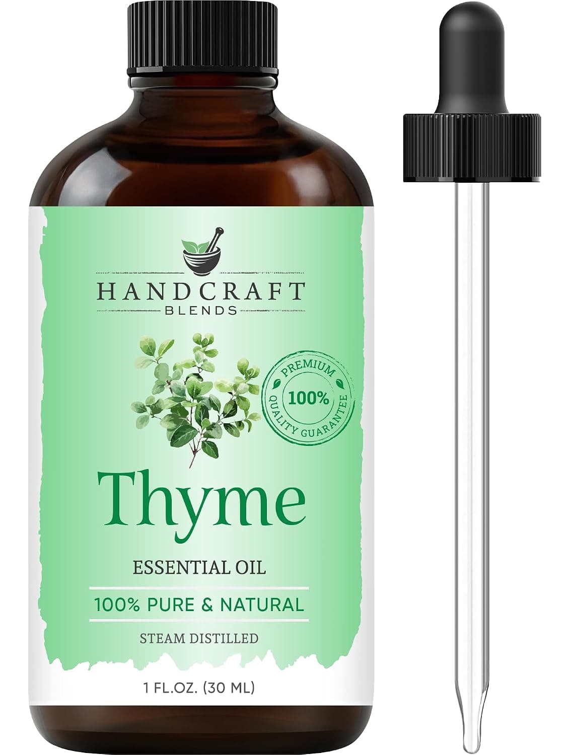 Handcraft Blends Thyme Essential Oil – 1 Fl Oz – 100% Pure and Natural – Premium Grade Essential Oil for Diffuser and Aromatherapy, Skin, Massage, Candle and Soap Making Fragrance