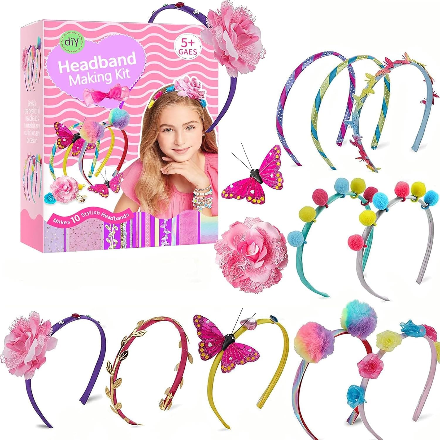 Soofam Headband Making Kit for Girls, DIY Headband Making Kit for Girls,Arts and Crafts for Kids Ages 5-12, DIY Hair Accessories Set, Little Children's Art & Craft Gifts
