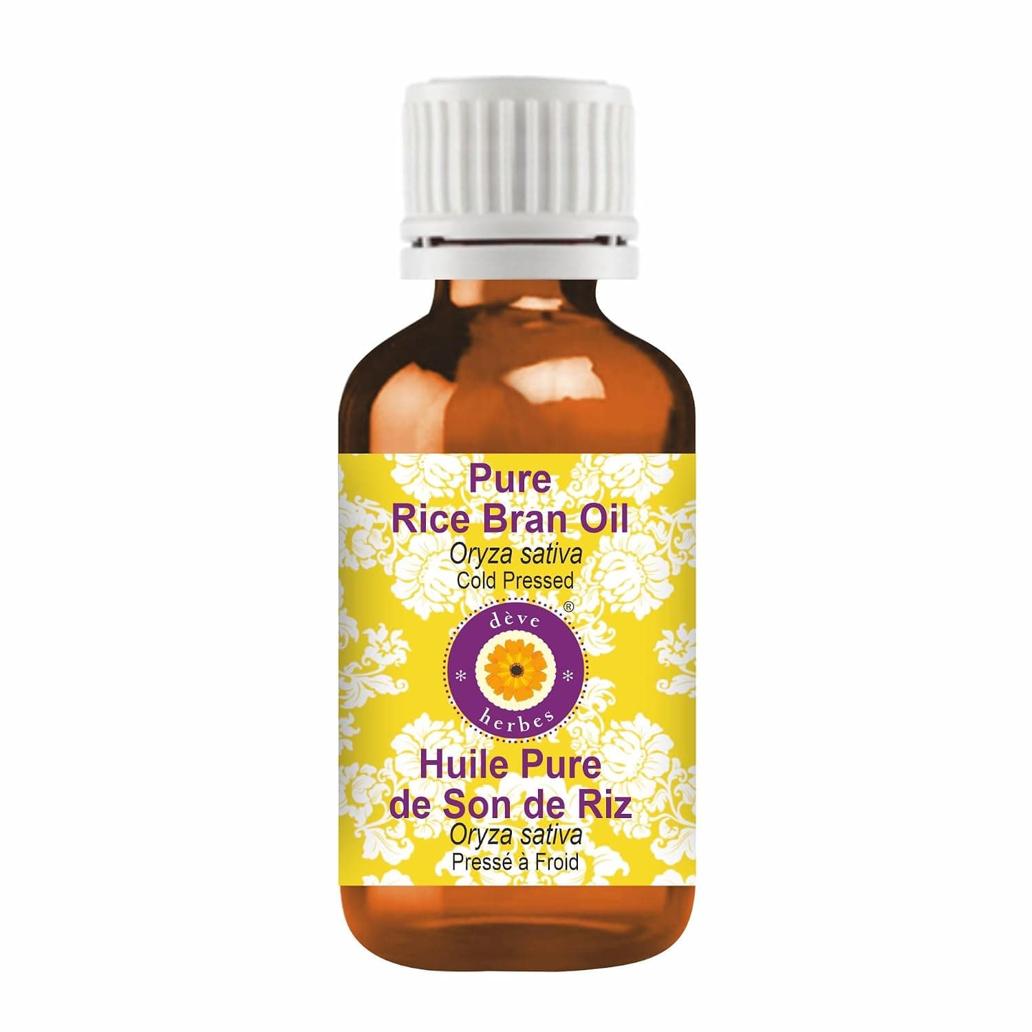 dève herbes Rice Bran Oil (Oryza Sativa) | Cold Pressed | Pure | Natural | Undiluted | For Diluting Essential oils | For Hair, Skin & Massage | Non-Sticky| Lightweight| Men & Women | 10ml (0.33 oz)
