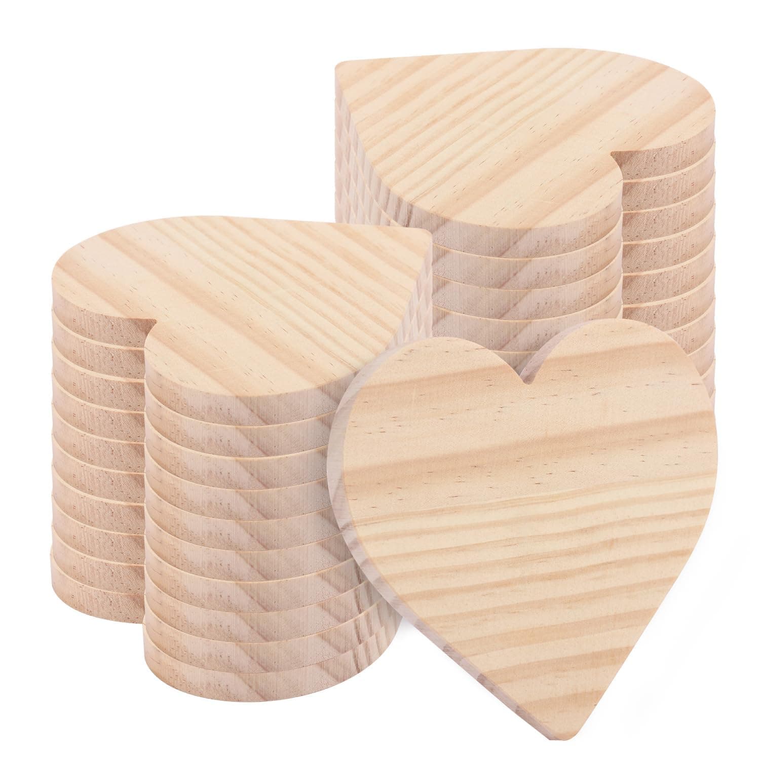 20Pcs Heart Wooden Coasters for DIY Crafts, 4 Inch Unfinished Wood Plaques for Drawing, Painting, Engraving, Wood Burning, Laser Cutting, Home Decoration