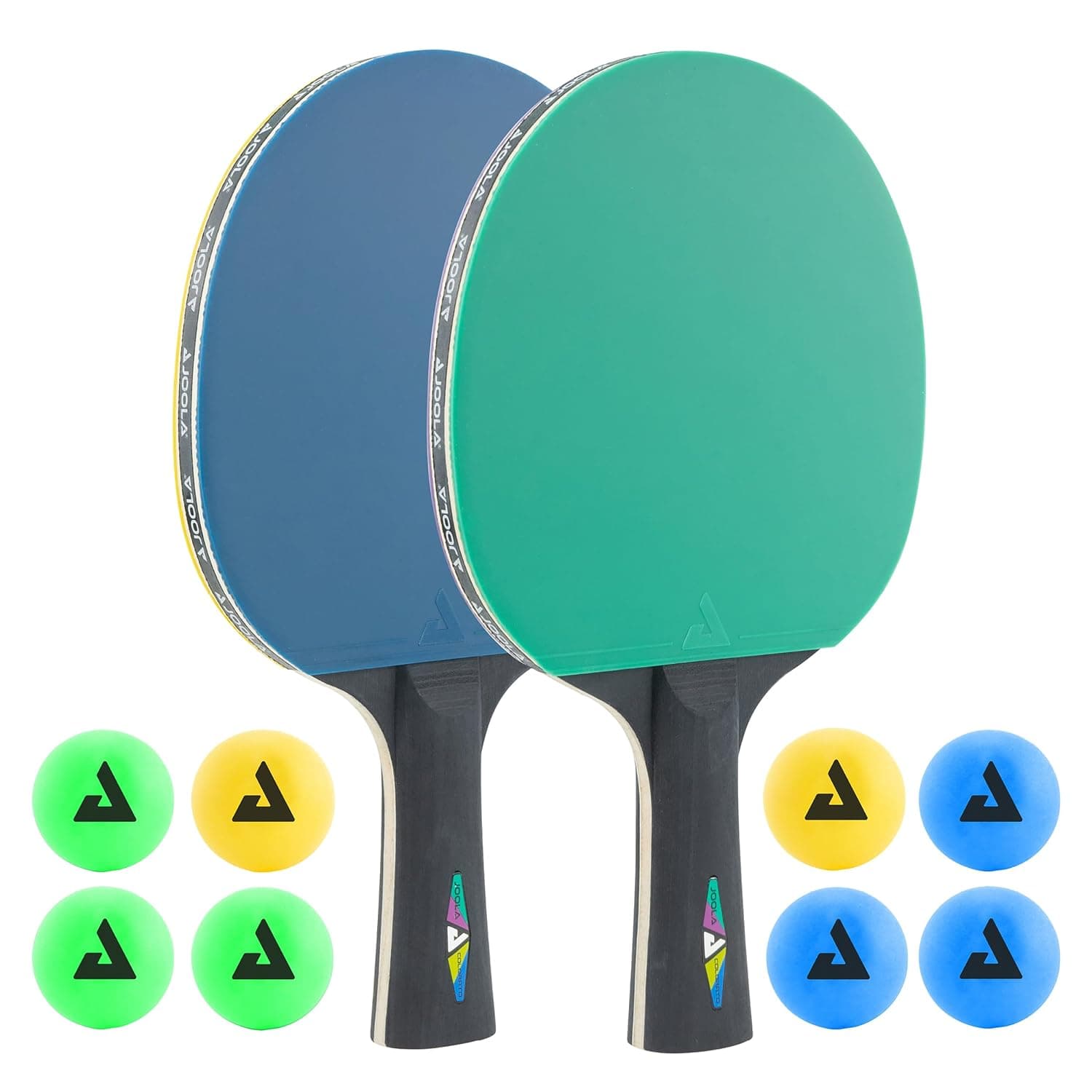 JOOLA Table Tennis Bat Set Consisting of 2 Table Tennis Bats + 8 Table Tennis Balls - Ideal for Families, Beginners and Professionals
