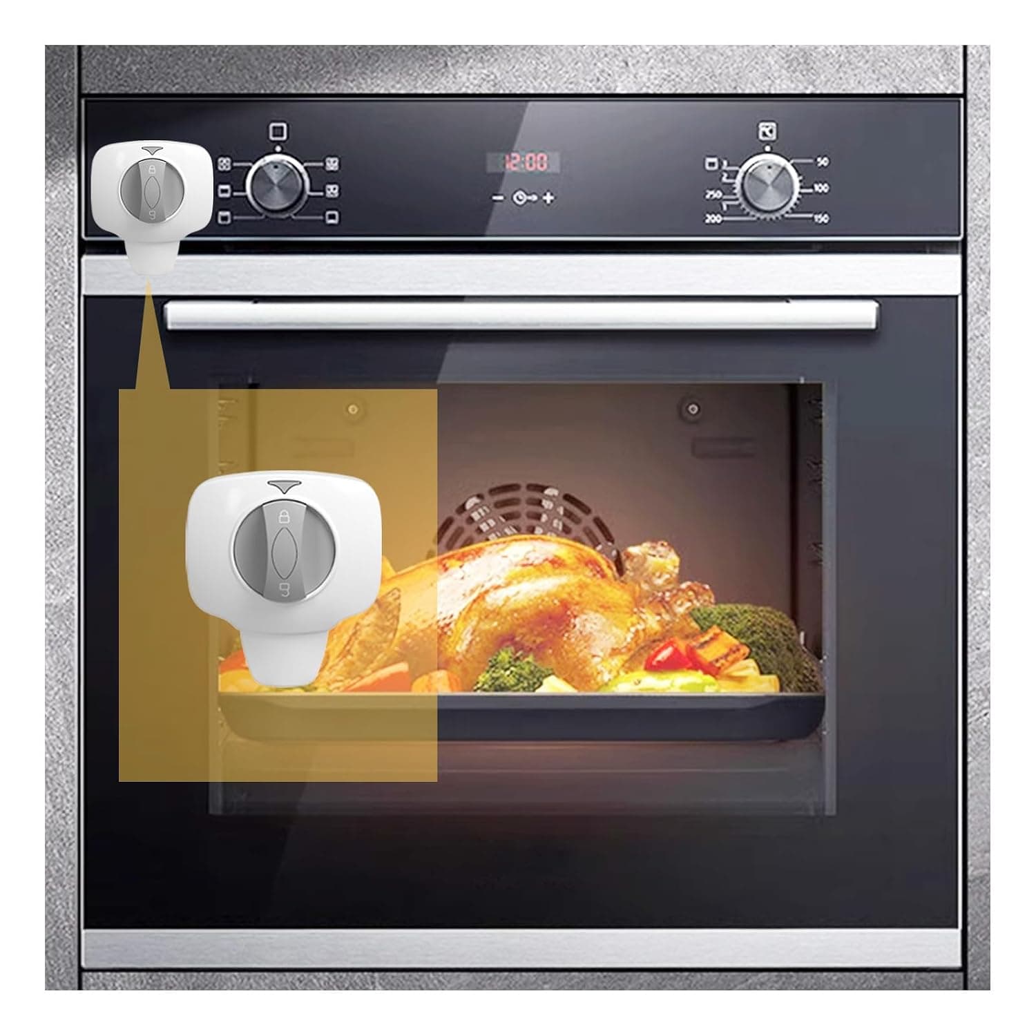 Childproof Oven Door Lock for Baby Safety | Oven Lock Child Safety Heat-resistant Adhesive No Tools Need or Drill (White-1Pcs)