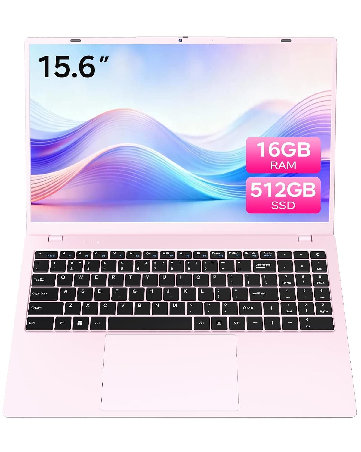 15.6 Inch Laptop 16GB RAM - 512GB SSD Pink Laptop with Pentium Gold 6500Y (Up to 3.4GHz), Type-c, USB3.2, BT5.2, WiFi5, FHD IPS Laptops Good for Business and Student