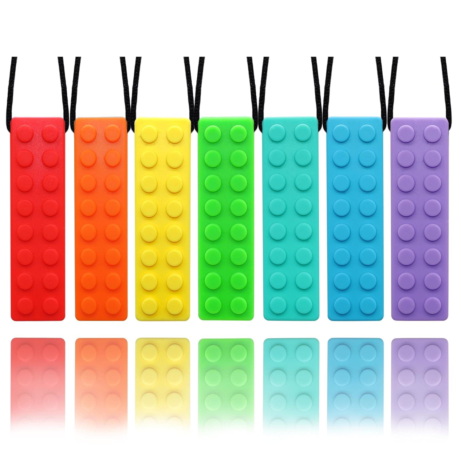 Chew Necklaces for Sensory Kids, 7 Pack Chewy Necklace Sensory Toys for Kids with Autism, ADHD, SPD, Biting Needs, Silicone Oral Motor Aids Chew Toys for Adults Chewing Fidgeting