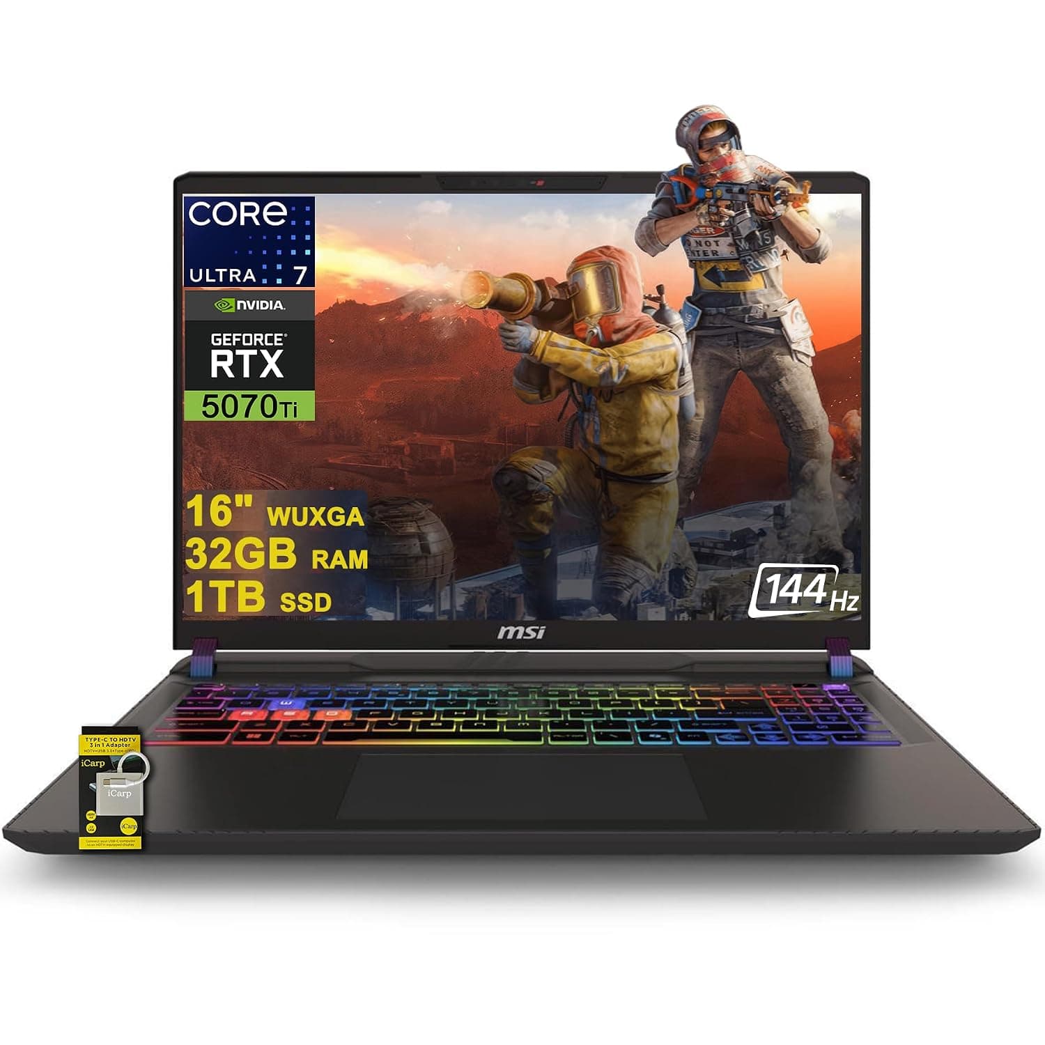 msi Vector 16 HX AI Gaming Laptop 16" QHD+ IPS 240Hz Intel 20-core Ultra 7 255HX (>i9-14900HX) 32GB DDR5 1TB SSD GeForce RTX 5070 Ti RGB Backlit Thunderbolt5 Win11 ICP Hub w/Copilot AI PC