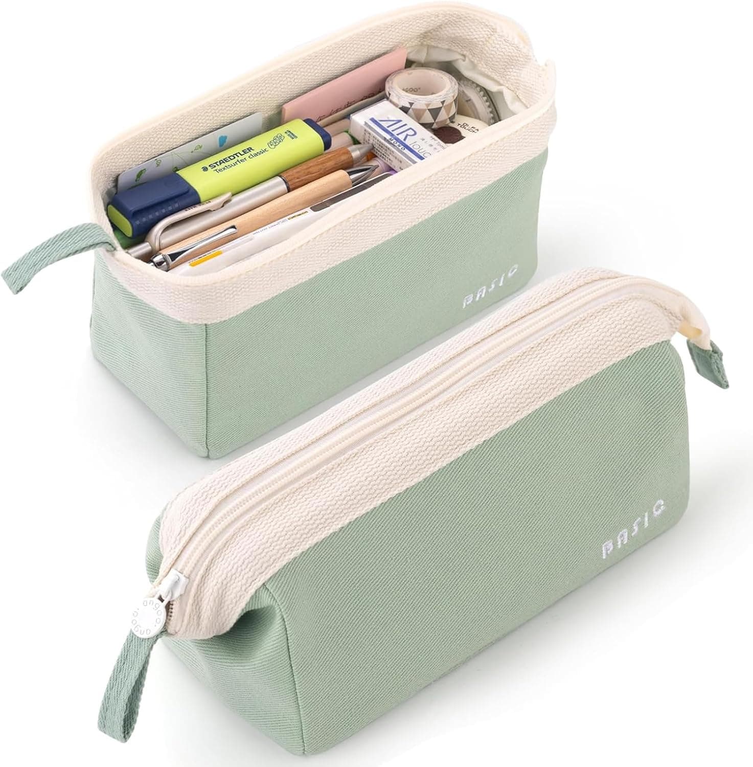 Wide-Open Pencil Case Big Capacity Pencil Pouch Portable Pen Bag School Supplies for Students Boys Girls, 1pcs, Green