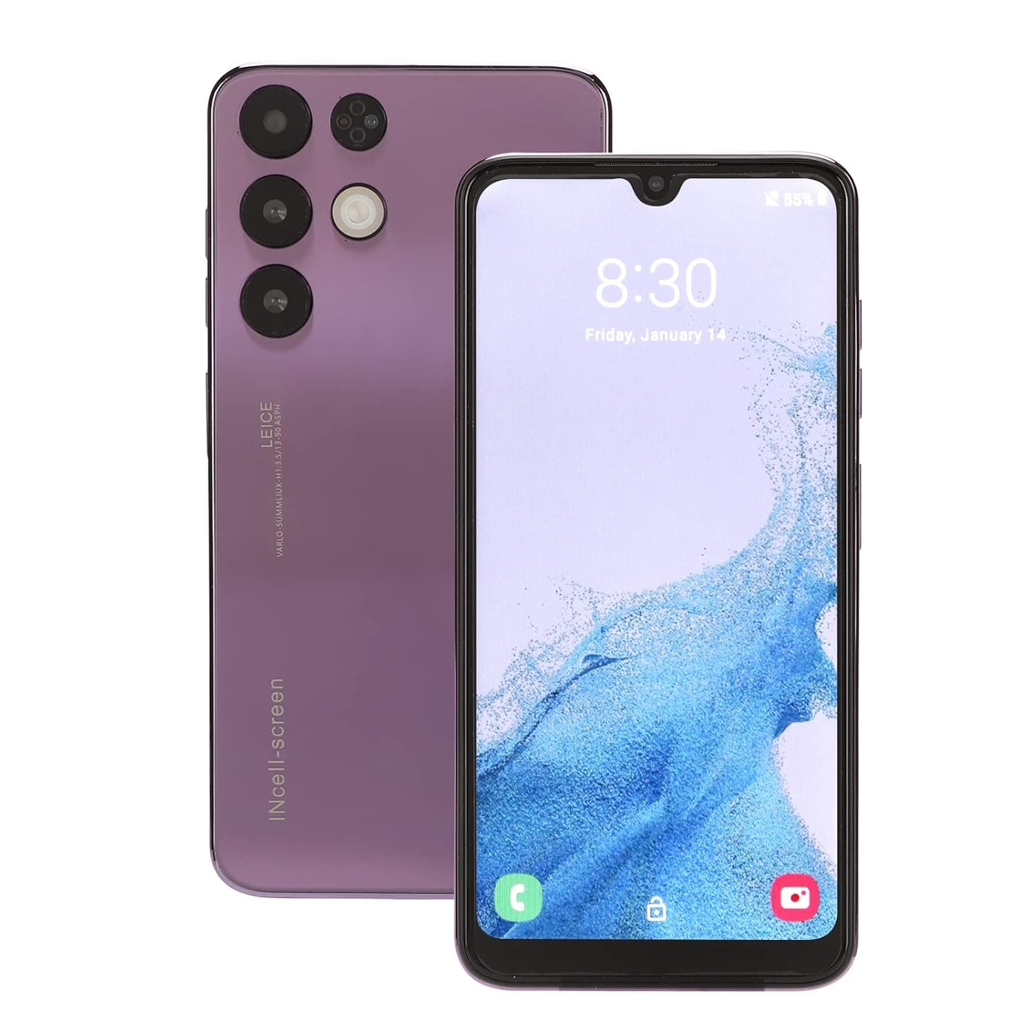 Unlocked Cell Phone, Unlocked Smart Phone, 6.3 Inch Waterdrop Screen, 5000mAh, 4GB RAM 32GB ROM, 8MP Front 16MP Rear Camera, Purple