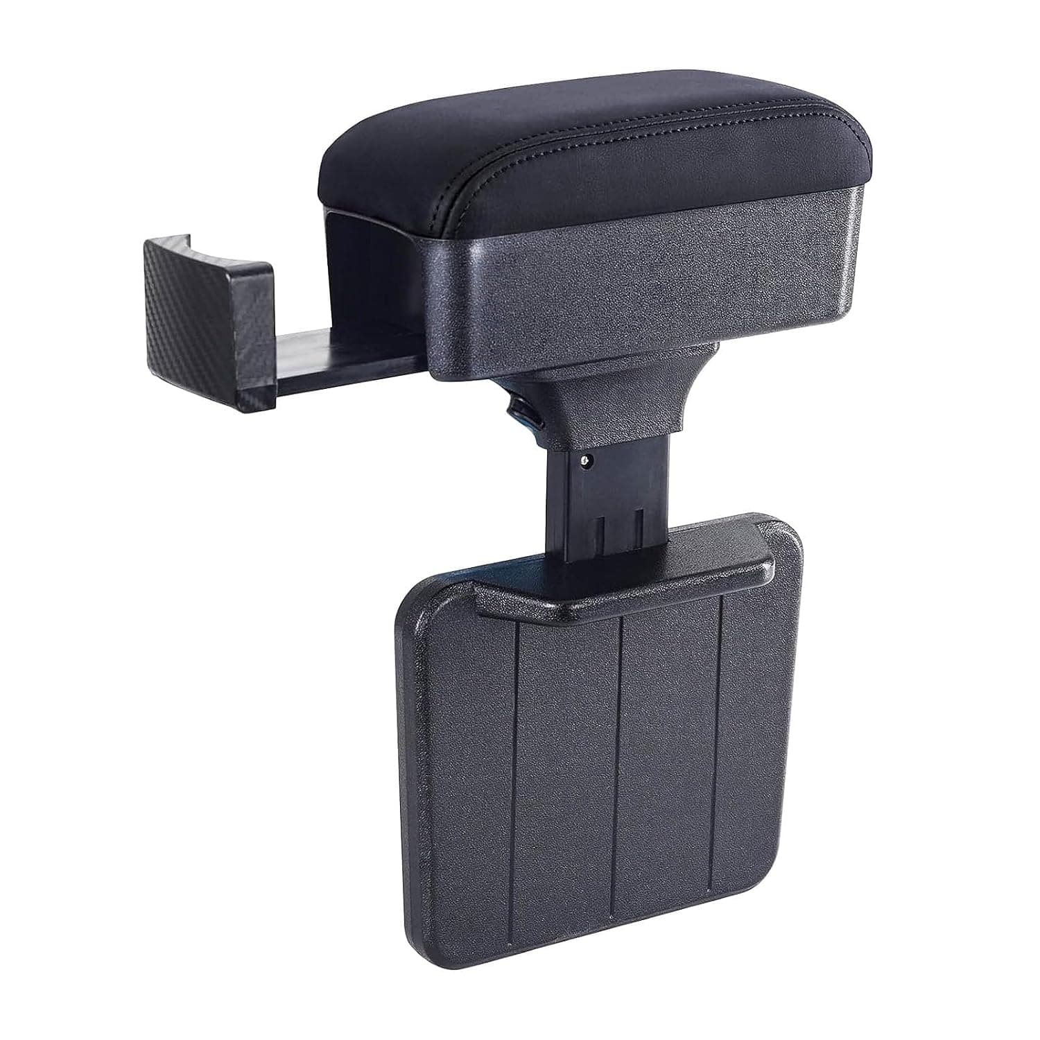 Car Armrest Storage Box, Nappa Texture Leather, ABS Material Seat Gap Organizer, Adjustable Height, Car Center Console Filler, Black