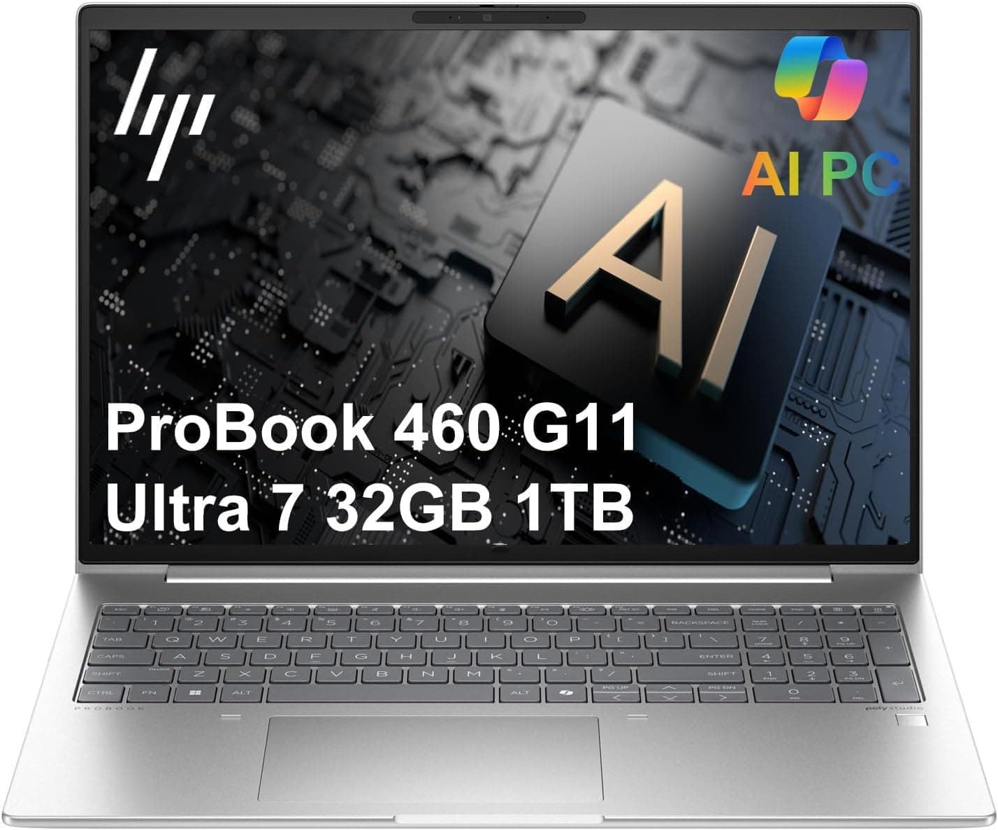 HP ProBook 460 G11 Business Laptop (16" FHD+, Intel Ultra 7 155U, 32GB DDR5 RAM, 1TB SSD) HP Wolf Security, Backlit Numeric KB, 1080P IR Webcam, Fingerprint, Ethernet, Win 11 Pro w/AI Copilot