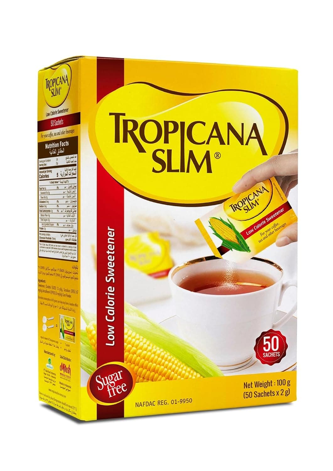 Tropicana Slim Low Calorie Sweetener 2x50 Sachets - Pack Of 1, 100 Gm, 2724565251896