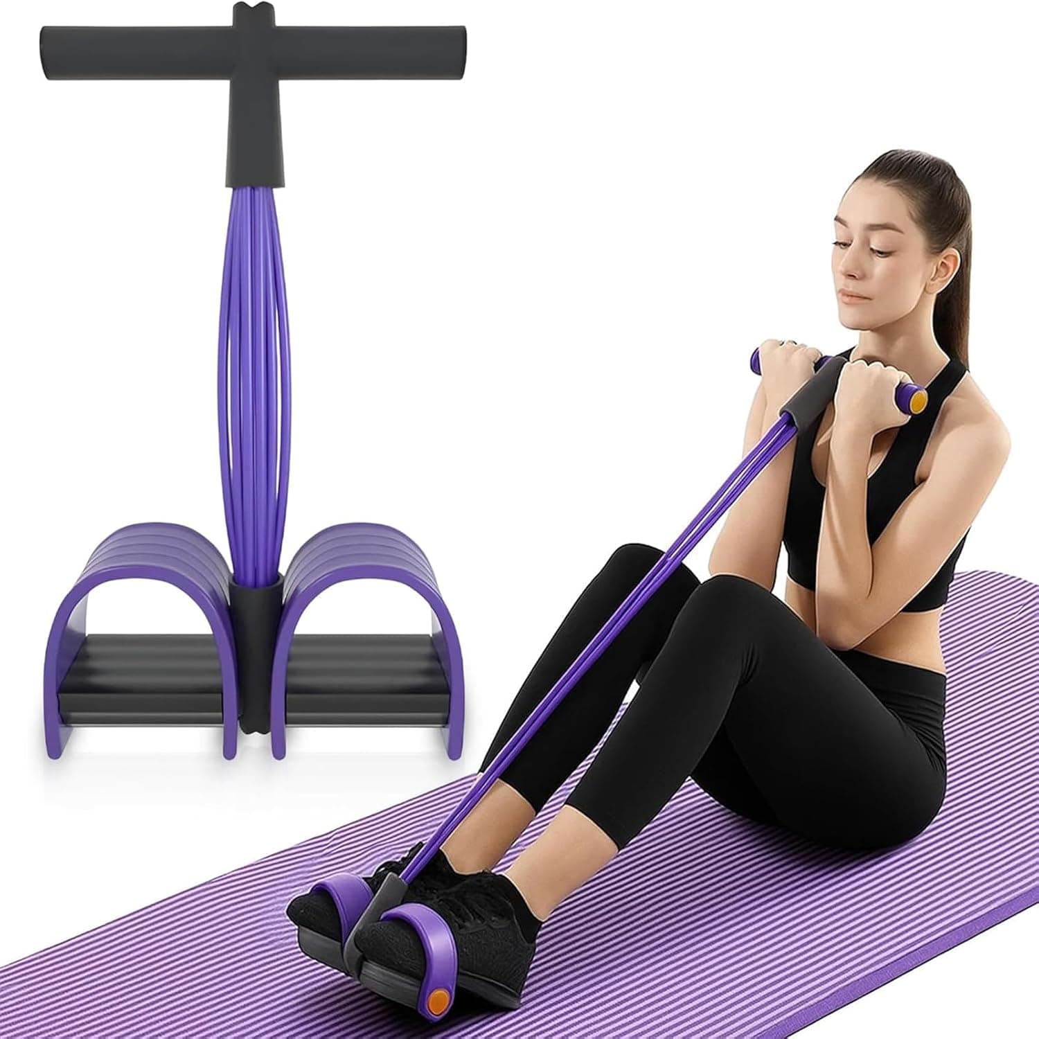 Fitness Resistance Bands, 6 Tube Pedal Ankle Puller, Multifunction Tension Rope, Abdominal Trainer for Strength Training, Tummy, Waist, Arm, Leg Slimming, Home Gym Exercise Equipment