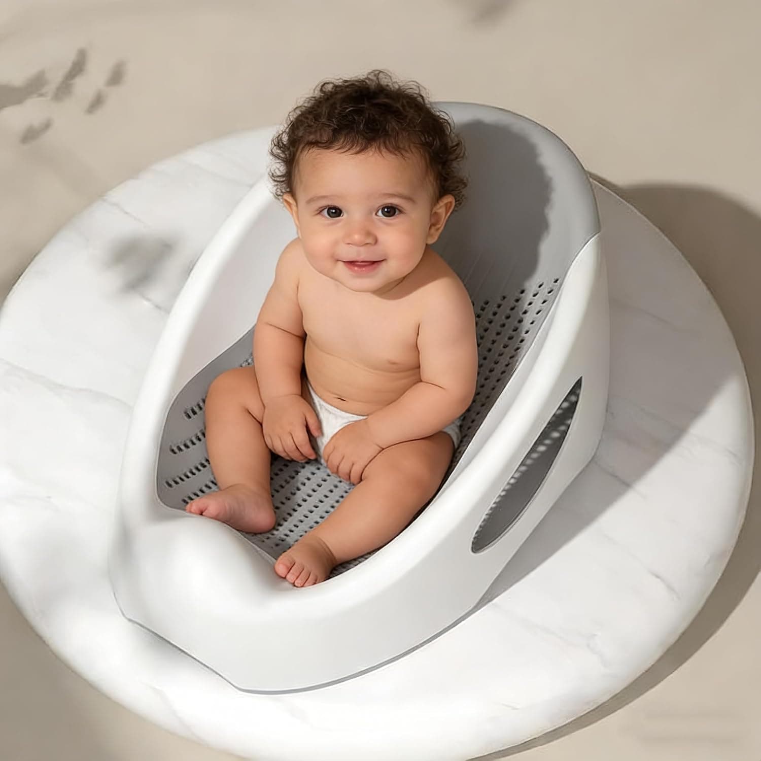 Baby Bathtub, Baby Waterproof Non-Slip Bath Support Tub Infant, Newborn, 0-6 Months, Bath Net Newborn Tub Lying Support Bracket Bath Mat(grey)