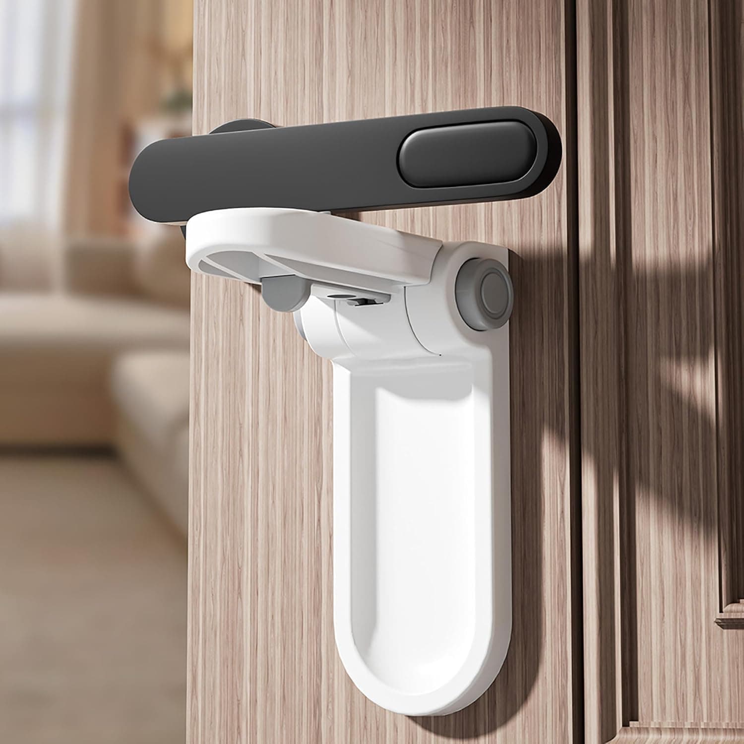 Tazweeq Door Lever Lock for Child Safety, Door Locks for Kids, Door Handle Lock Without Drilling, Lever Stopper for Toddler and Pets Safety Proof (White, 1 Pcs)