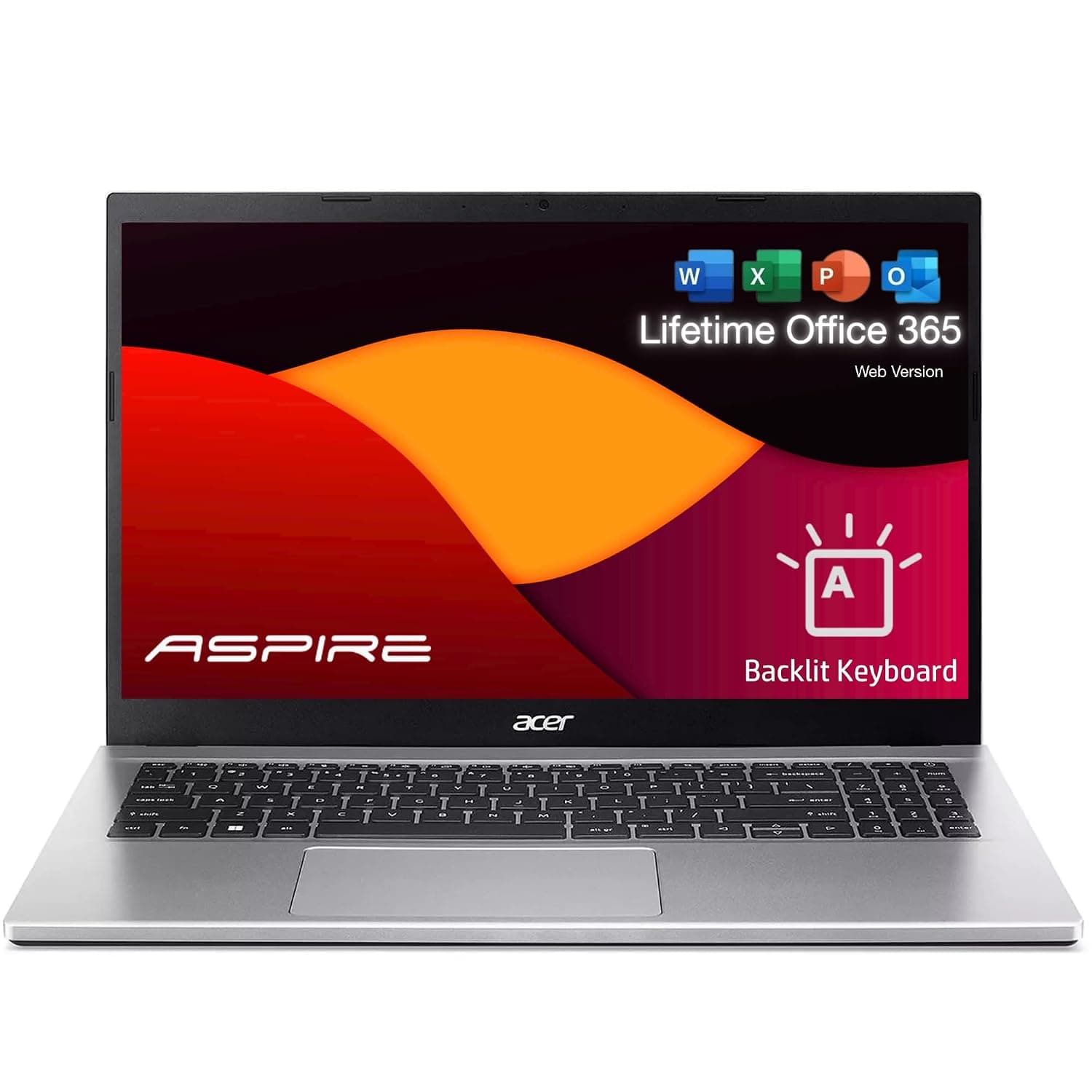 acer Aspire 3 Slim Laptop with Lifetime Office 365 for The Web - Backlit Keyboard - Intel Core I3-1305U Processor - 16GB RAM - 256GB SSD - 15.6" FHD - Windows 11 Pro w/o Earbuds