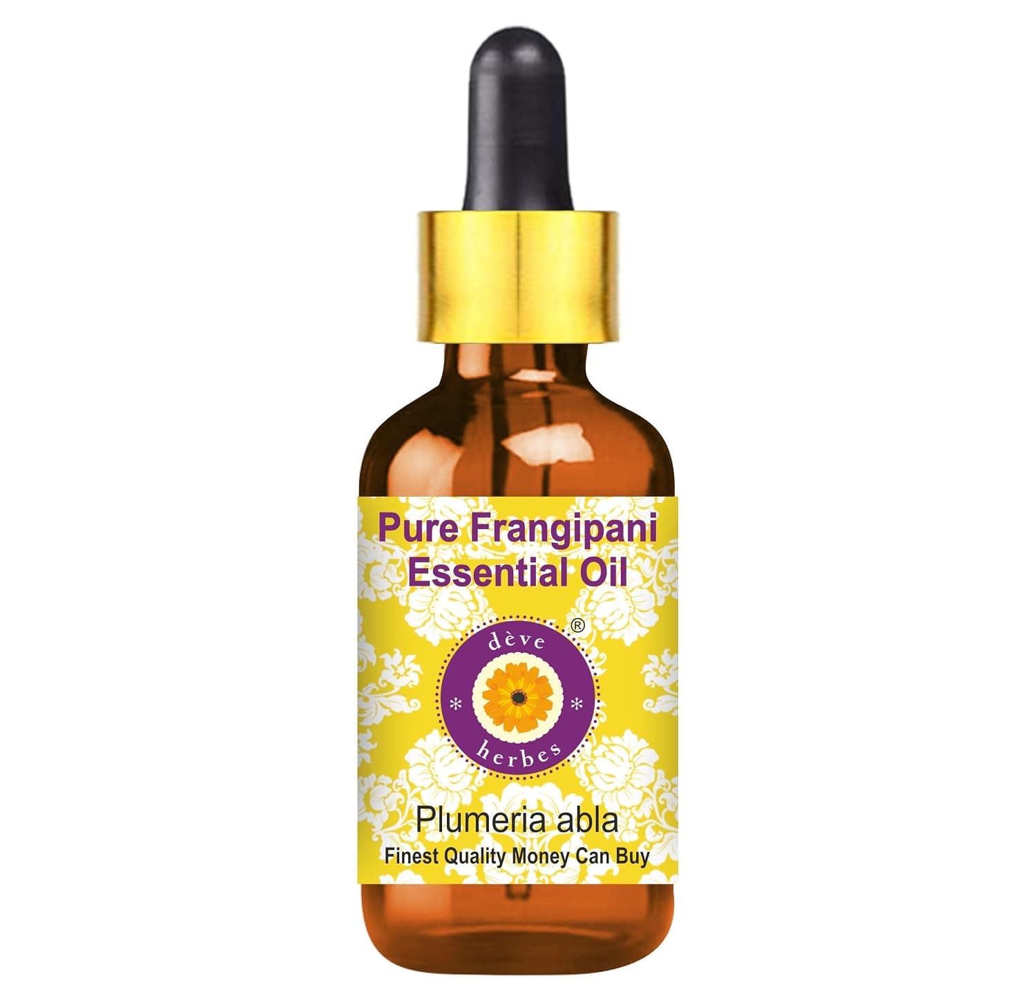 Deve Herbes Frangipani Essential Oil (Plumeria alba) Steam Distilled With Glass Dropper 5ml (0.16 oz)
